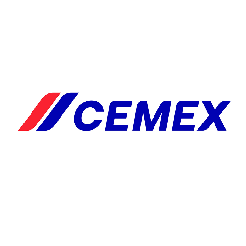 CEMEX logo with red and blue slashes and the company name in blue text.