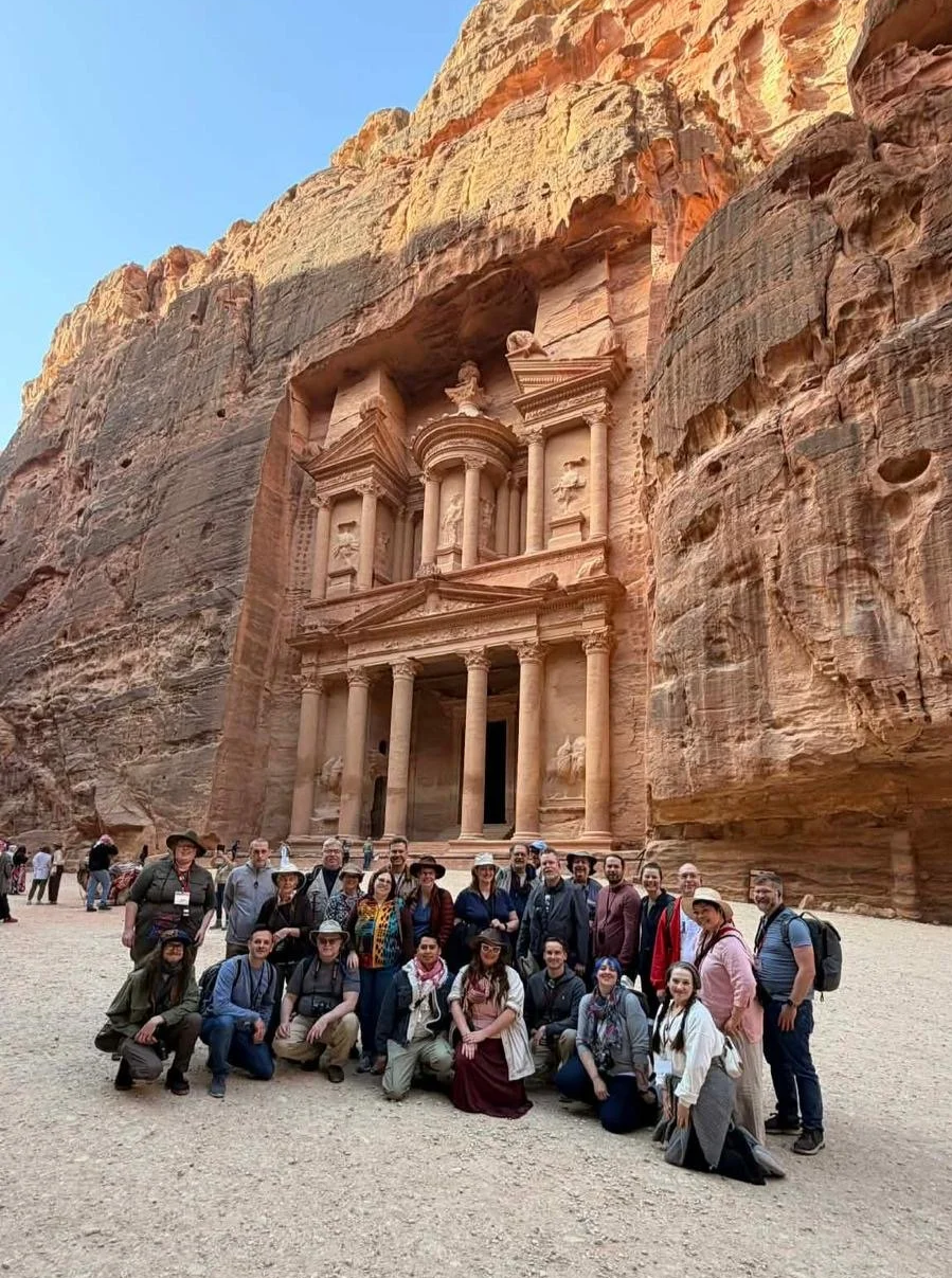 Tasting History group in front of the Treasury in Petra, Jordan