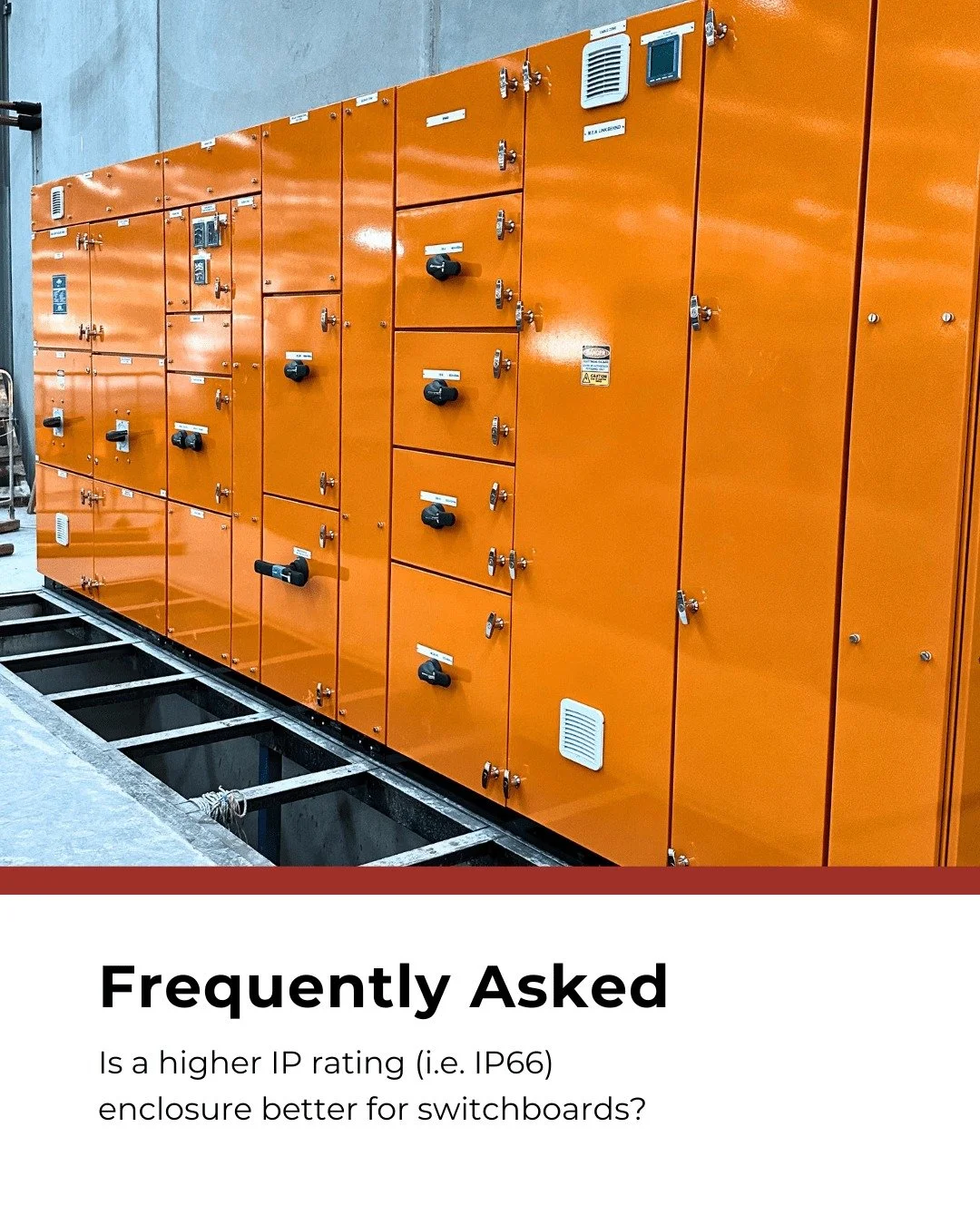 ⚡ FAQ: Is a higher IP rating (i.e. IP66) always better for switchboards?

Not always! While a higher IP rating can protect against water, dust, and gases, it&rsquo;s not automatically the best option for every installation.

Switchboards need proper 