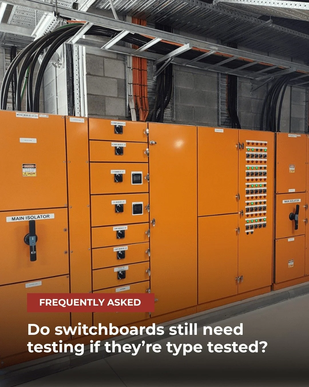 Frequently Asked: Do switchboards still need testing if they&rsquo;re type tested? 🤔

Absolutely! Even if a switchboard design has been type tested, every board still undergoes routine testing before it leaves the workshop. These checks ensure the b