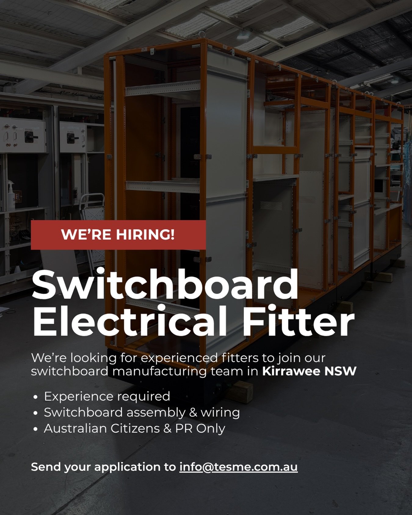 WE&rsquo;RE HIRING: Switchboard Electrical Fitter

Join the team behind some of Australia&rsquo;s most reliable switchboard solutions.
Based out of our Kirrawee manufacturing facility, this role is ideal for someone with hands-on experience who takes