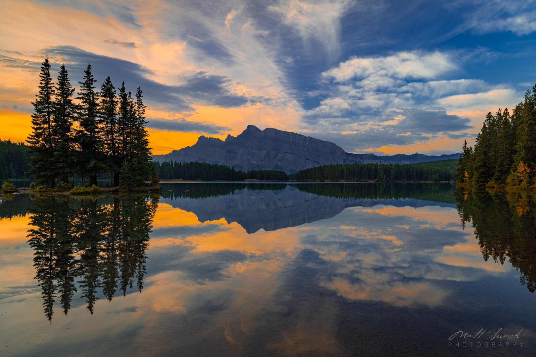  Early Morning Light Over Two Jack Lake in Banff, Alberta, Canada   