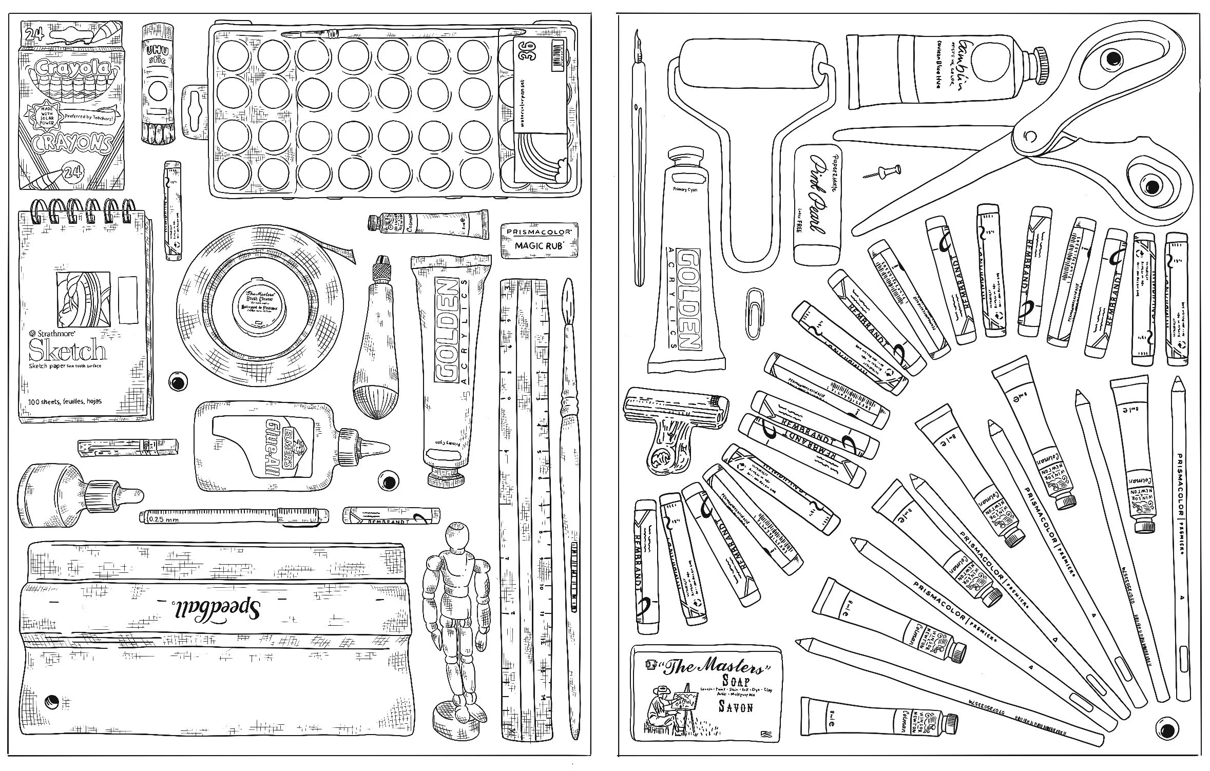 Design of line work, sketching, hatching, and dimensions