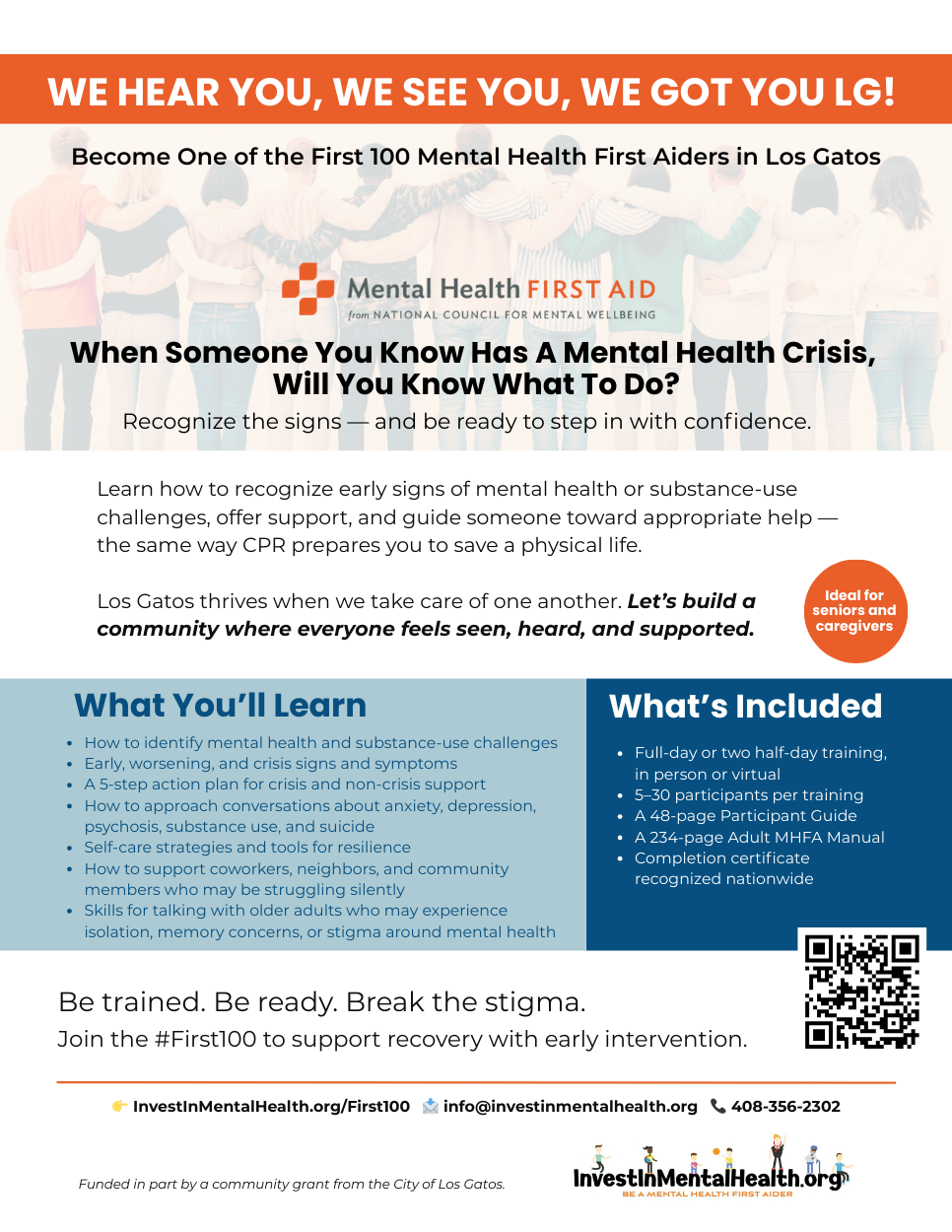 Download ADULT #First100 Mental Health First Aid Training Flyer