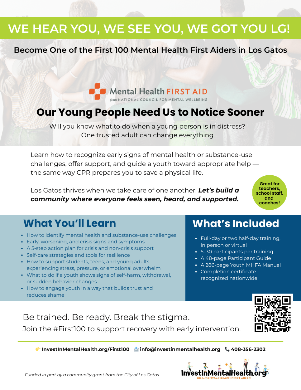 Download YOUTH #First100 Mental Health First Aid Training Flyer