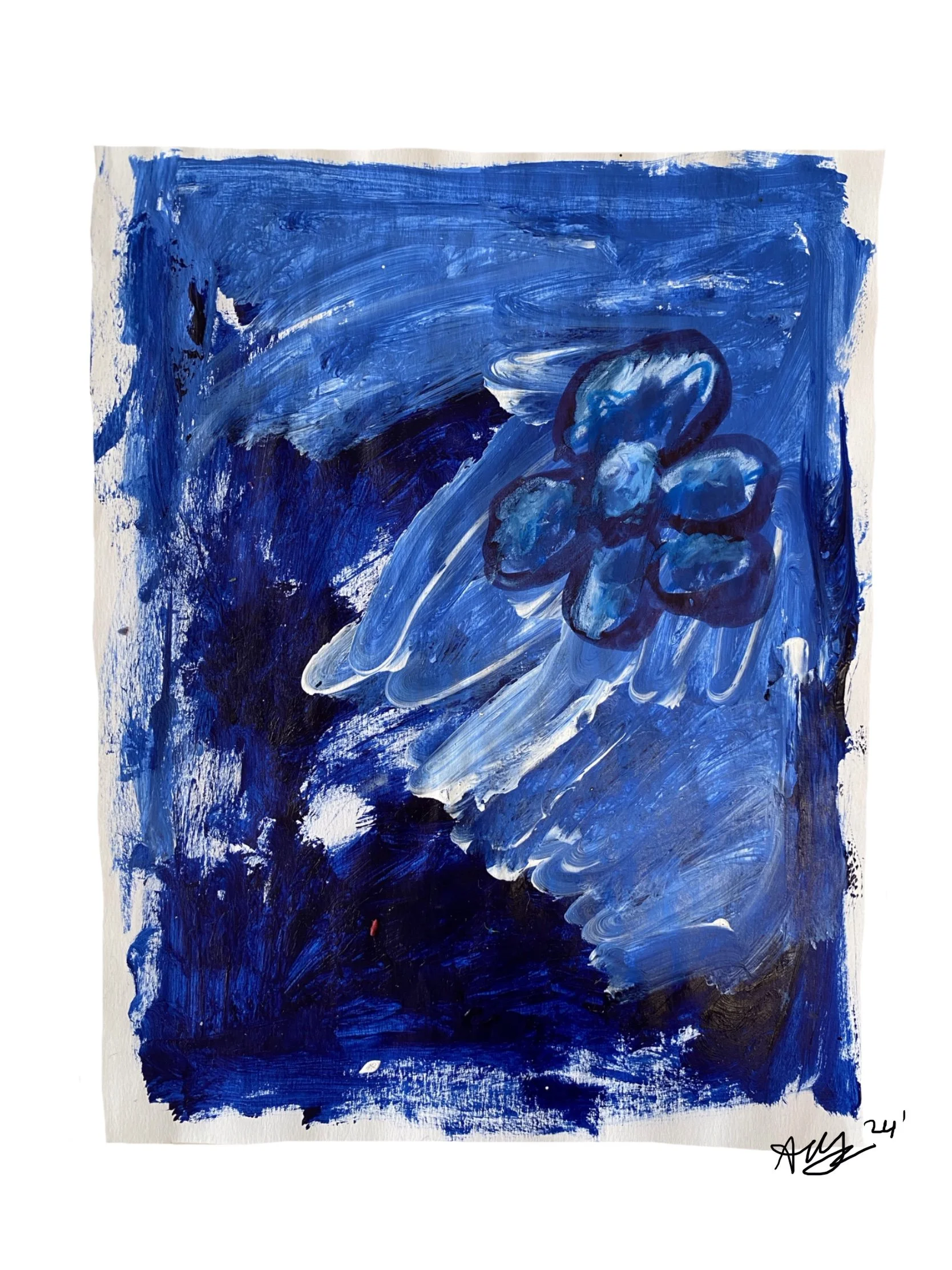 Acrylic, crayon and marker on paper