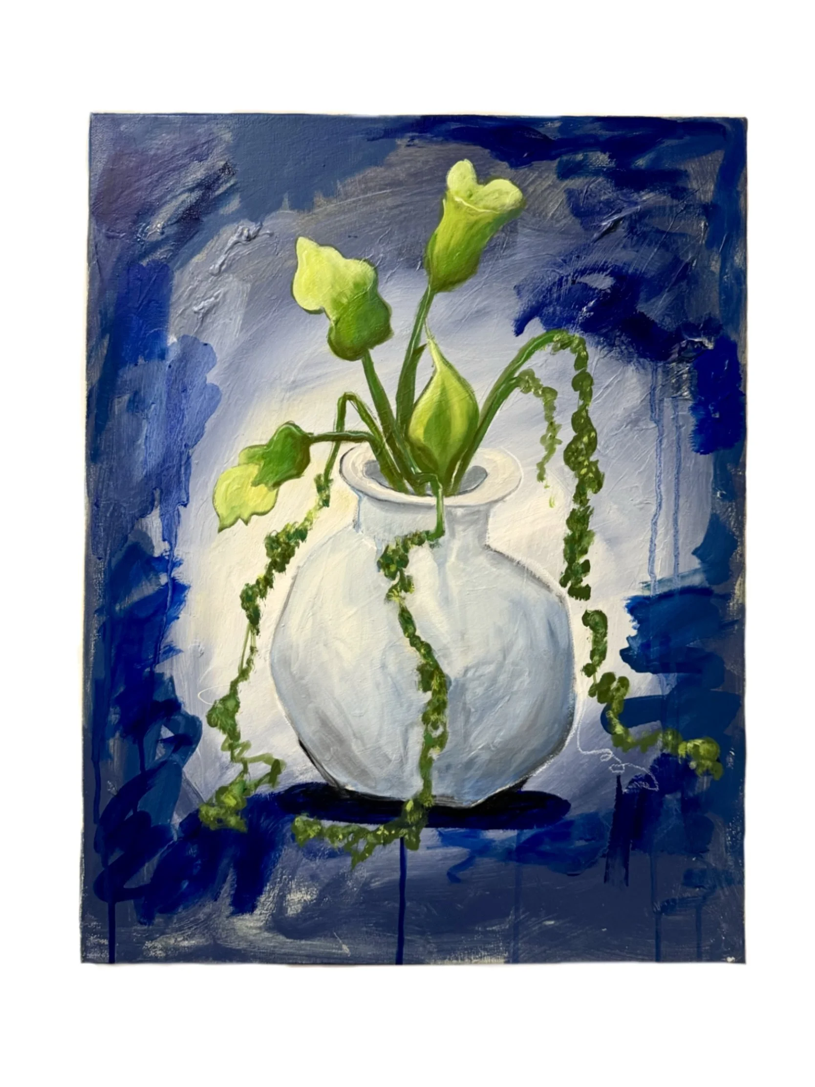 acrylic, oil and crayon on canvas