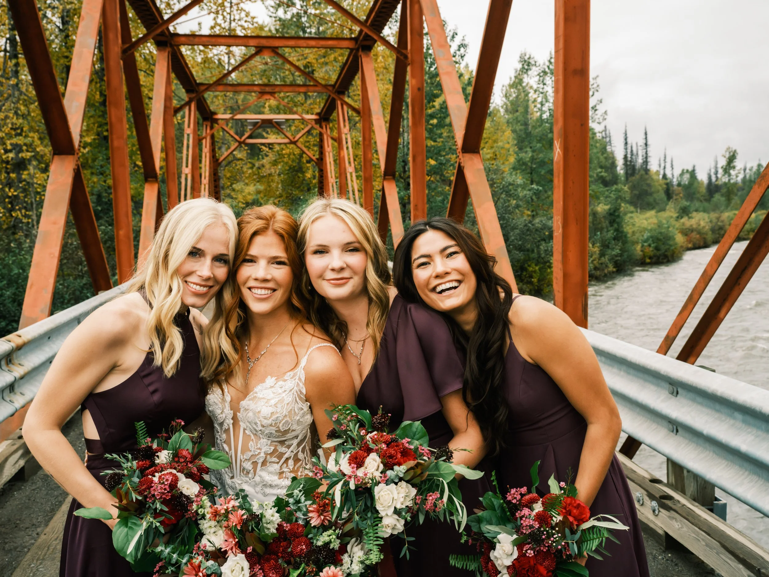 bride and bridesmaids bridge Alborn events