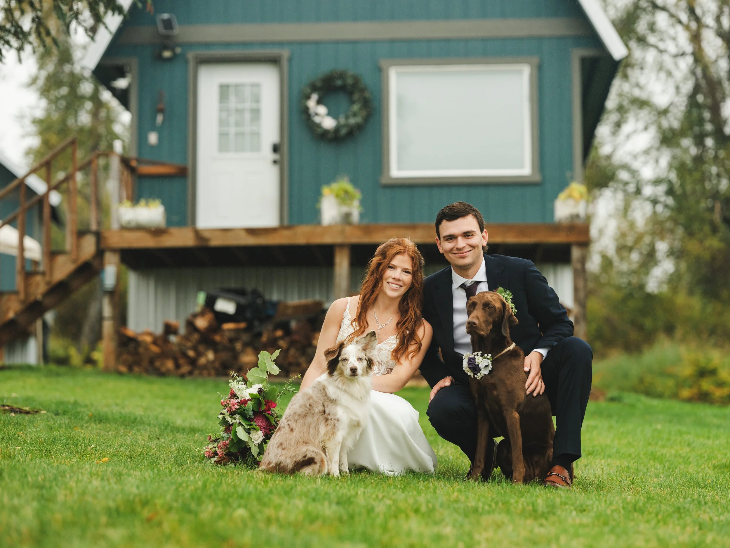 Alaska summer wedding dog family members  Alborn events