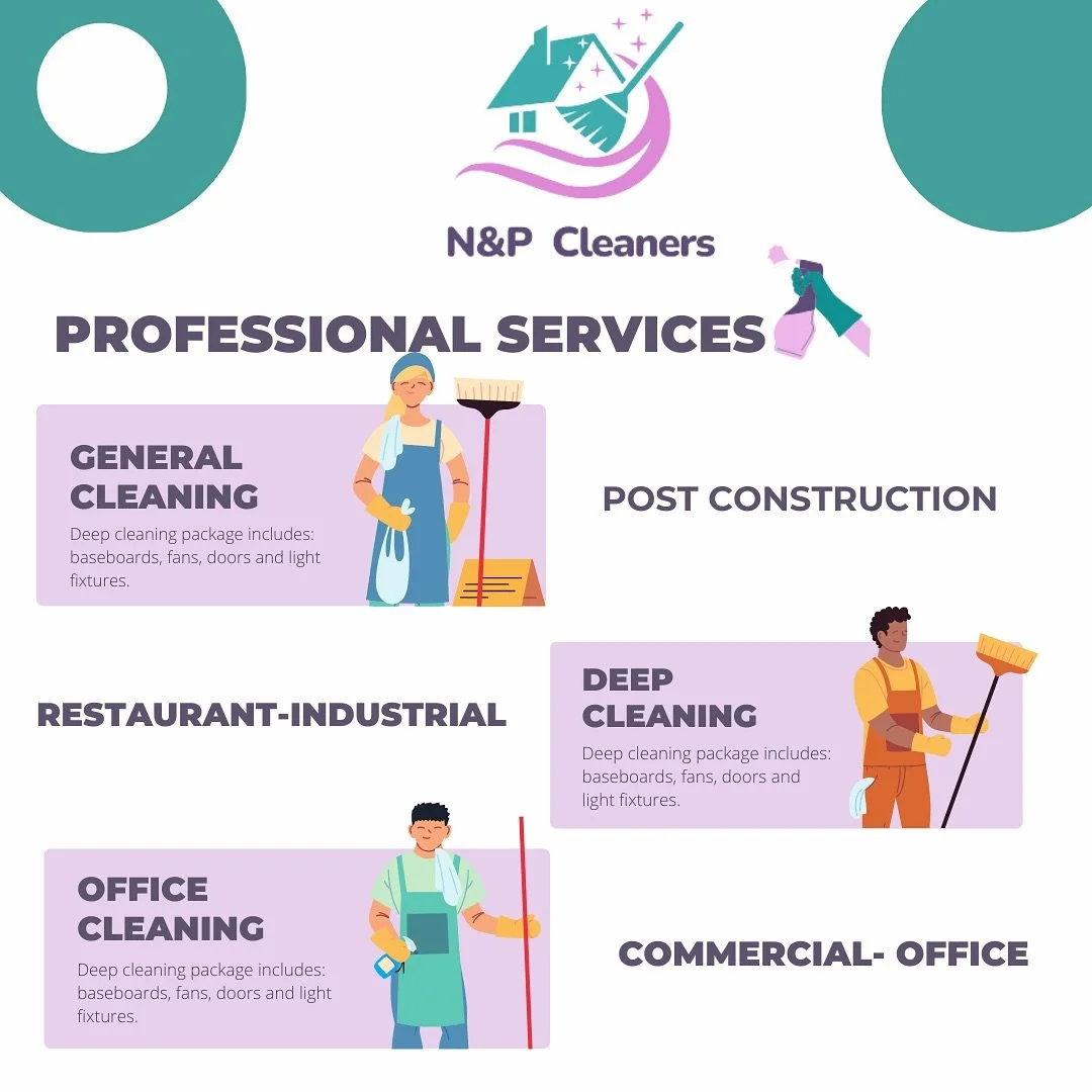 Professional Services we offer 🧼

Commercial- industrial- post construction- office and restaurant cleaning 🧹 

Request a quote through the button above 👆

#cleaningtips #cleaningbusinessowner #fypage #explorepage✨ #viralvideos #explore #explorepa