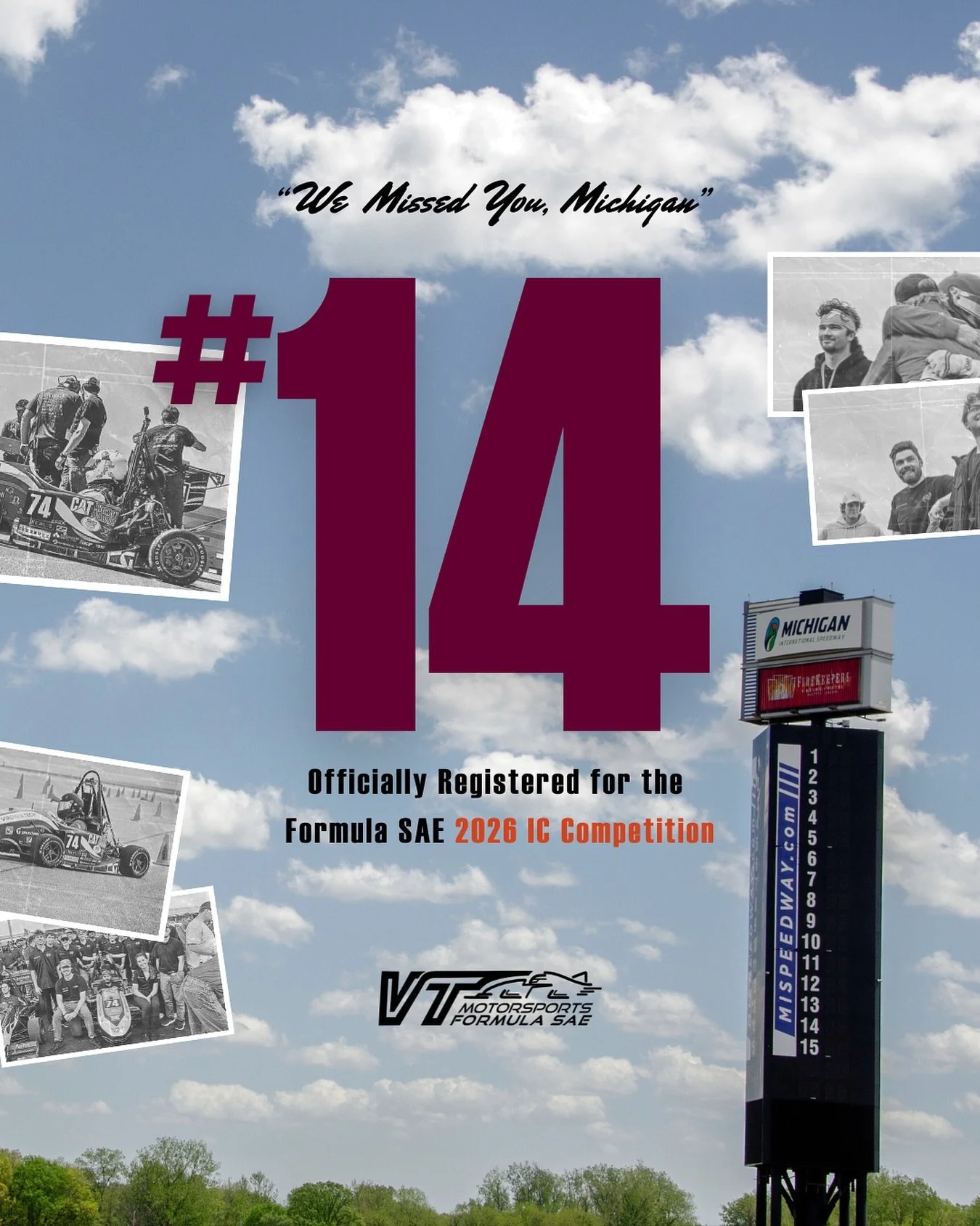 The countdown begins... 🏁

 VT Motorsports is competing in the 2026 Formula SAE Michigan IC Competition!

With over three decades of IC Competition racing, we&rsquo;re ready to push the limits once again. Follow our journey as we prepare for another
