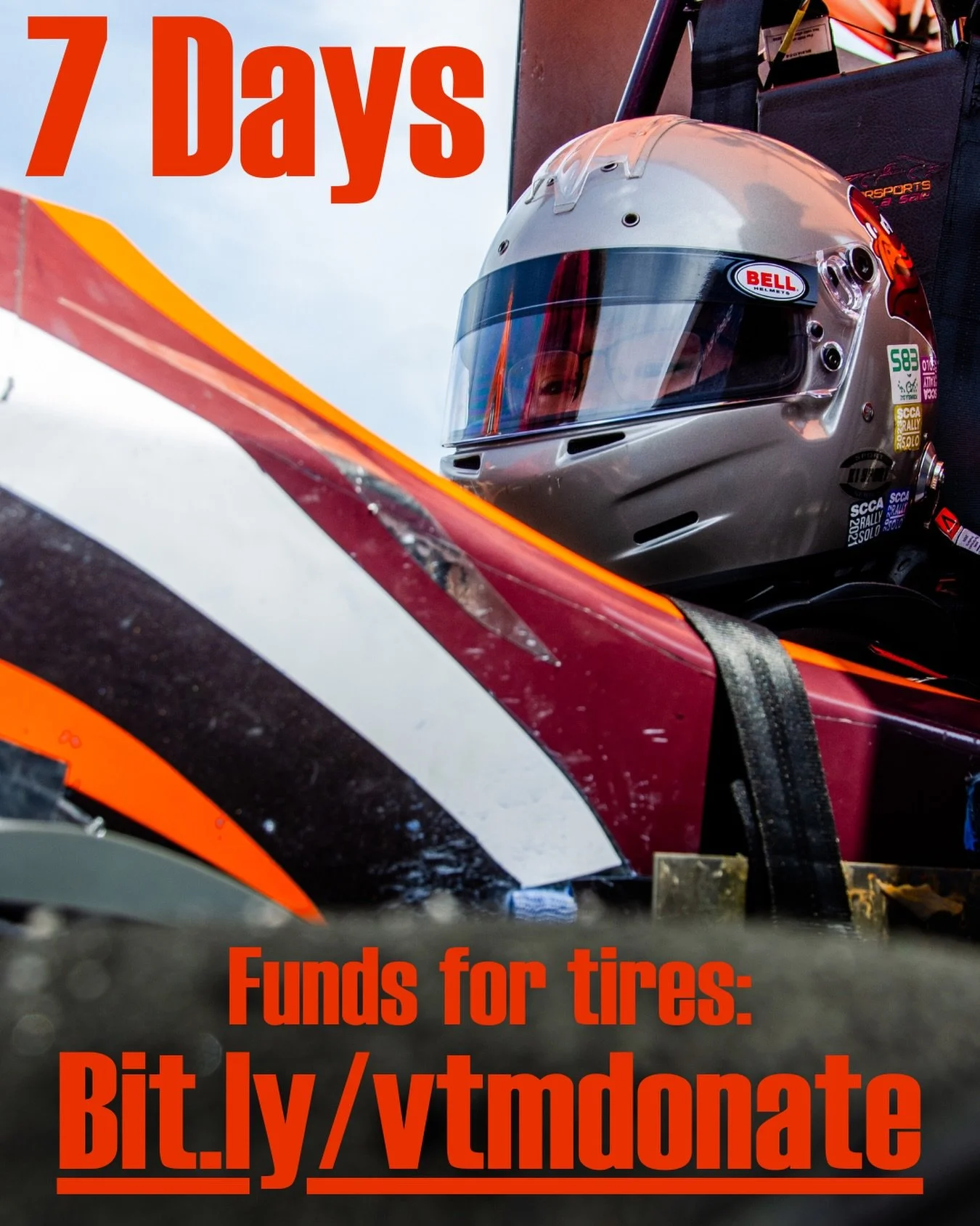7 Days left to support our competition crowdfunding

$250+ and your name is on the car!

Pre-filled form: bit.ly/vtmdonate
*Only Payment Info Required

#formulasae #formulastudent #tires #crowdfunding #givingday