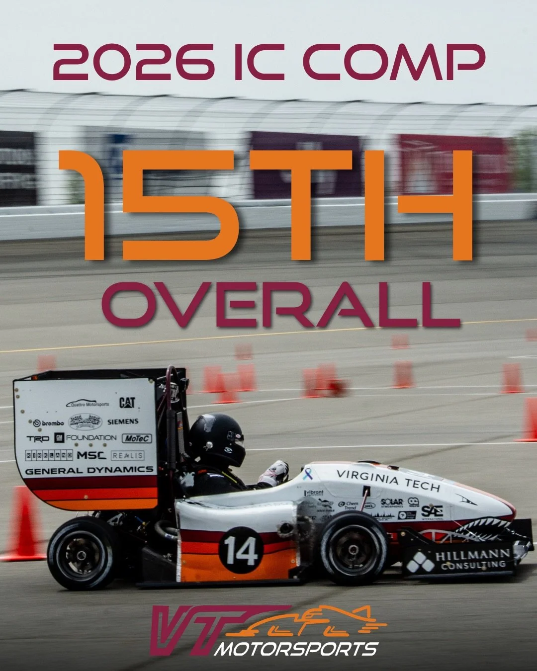 15th out of 130+ teams! 🏁

Formula SAE Michigan 2026 IC is a wrap, and what a week it was. Our first Business Presentation podium in twelve years, one spot off Design finals, and our second endurance finish in six years, this team delivered when it 