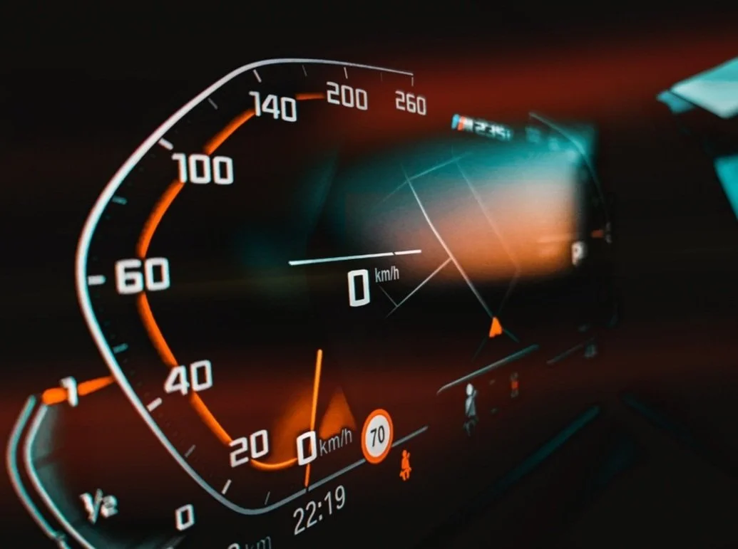 BMW kombi cluster after digital speedometer has had mileage adjustment professionally done 