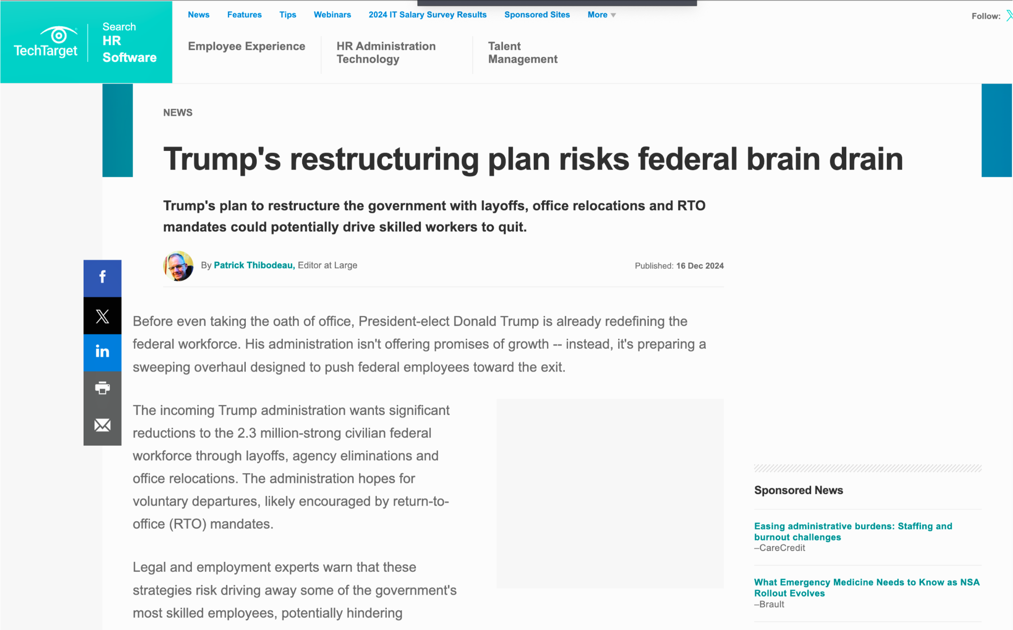 Screenshot of Imperio Consulting article on Tech Target