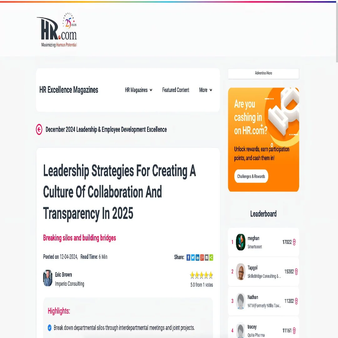 Screenshot of Imperio Consulting article on HR.COM