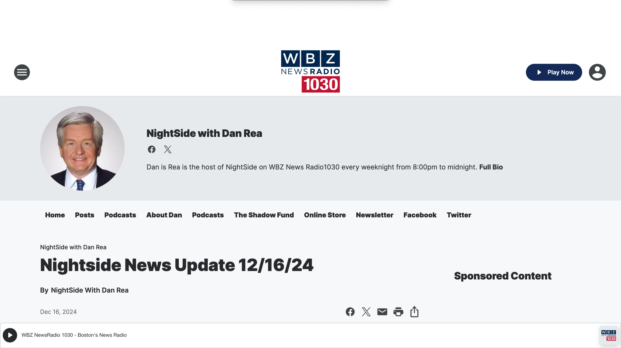Screenshot of Imperio Consulting Radio Appearance on Nightside with Dan Rea