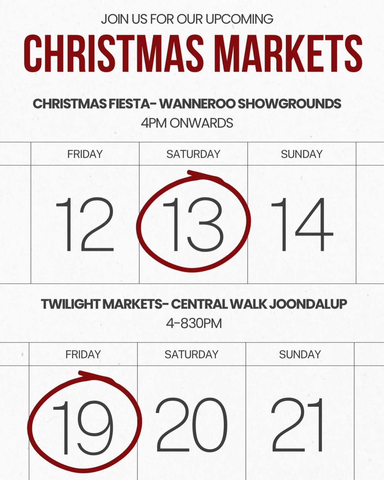 Mark your calendars 🗓️ and come see Moppie Top in person! 🎅🏻❤️

Saturday 13- Wanneroo Showgrounds
Friday 19- Central Walk Joondalup