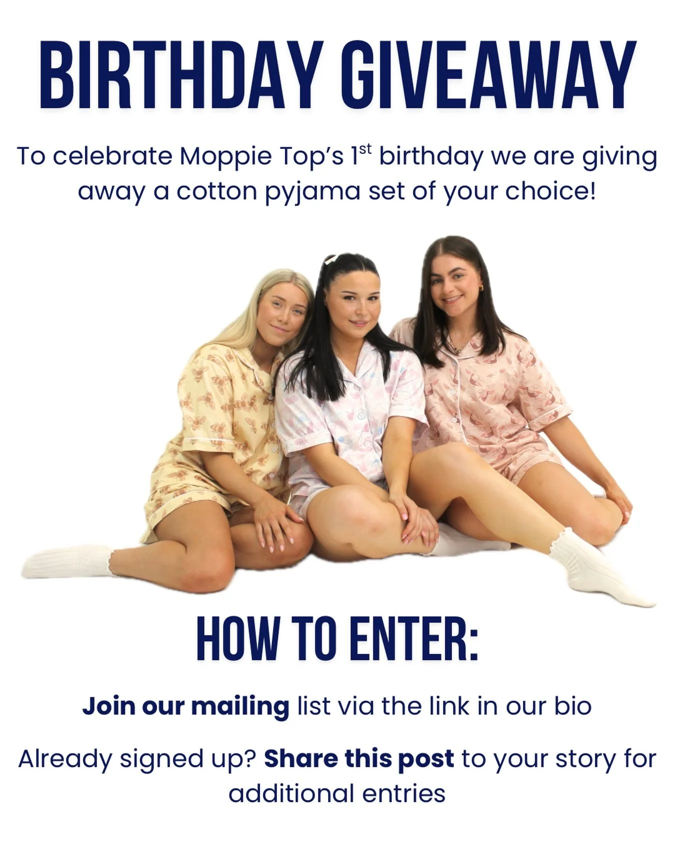 BIRTHDAY GIVEAWAY ✨

It&rsquo;s our 1st birthday and to celebrate, we are giving away a free cotton PJ set of your choice! Everybody that enters is guaranteed a special birthday surprise on the day.

All you have to do is sign up to our mailing list 