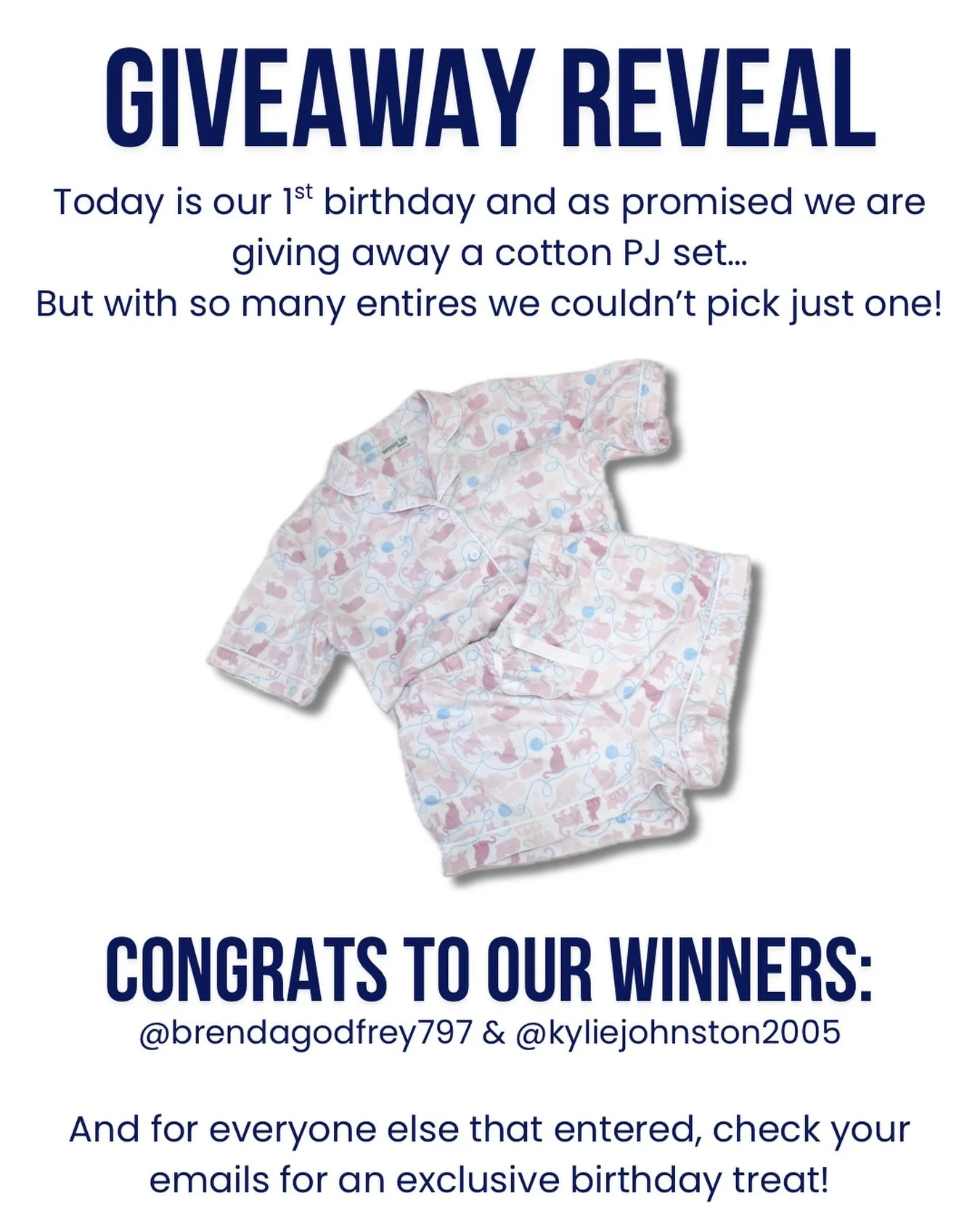 Congrats ladies! Your new fave pj set will be on its way to you very soon 🤩
If you missed out, don&rsquo;t worry! Check your emails. Everyone that entered gets a special birthday gift from us ❤️