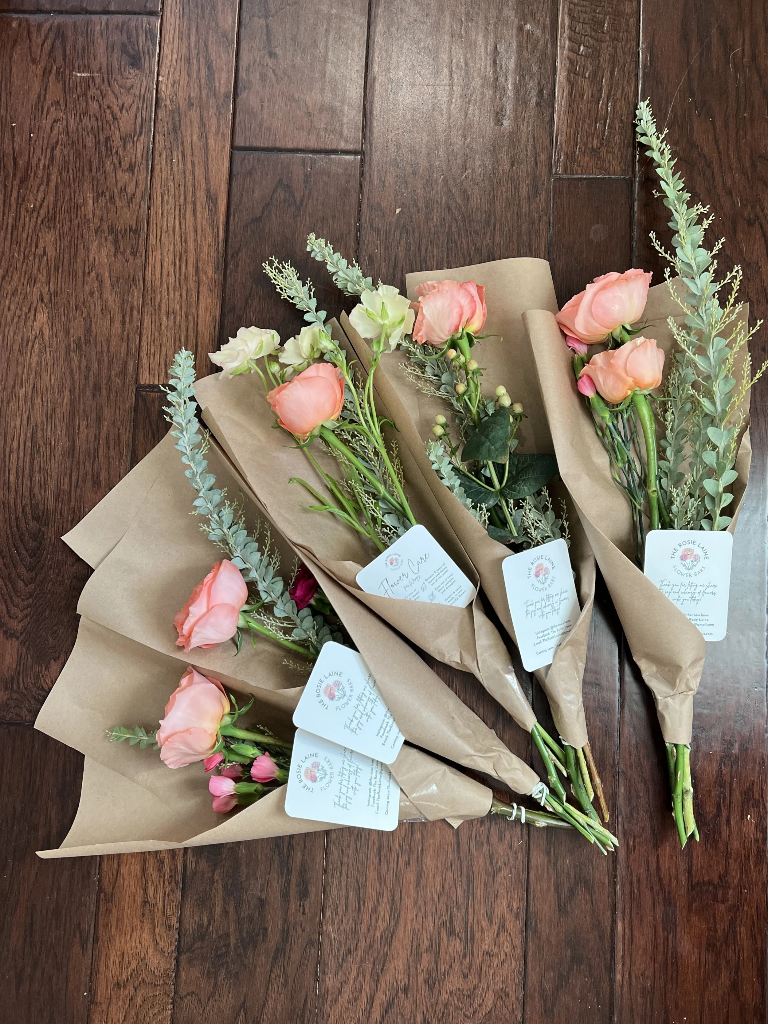 $12 + tax wraps, 3 stems each: quantity 5