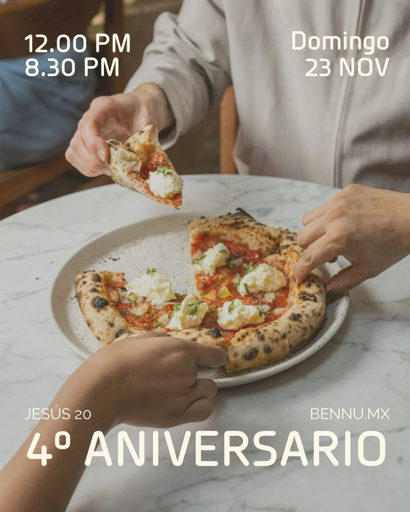 🎉 En noviembre, &iexcl;Bennu cumple 4 a&ntilde;os! 🎉

Como cada a&ntilde;o, celebraremos este aniversario con mucho sabor, comunidad y apoyando a fundaciones que nos inspiran.

🗓️ Domingo 23 de noviembre.
 Guarda la fecha y prep&aacute;rate para a