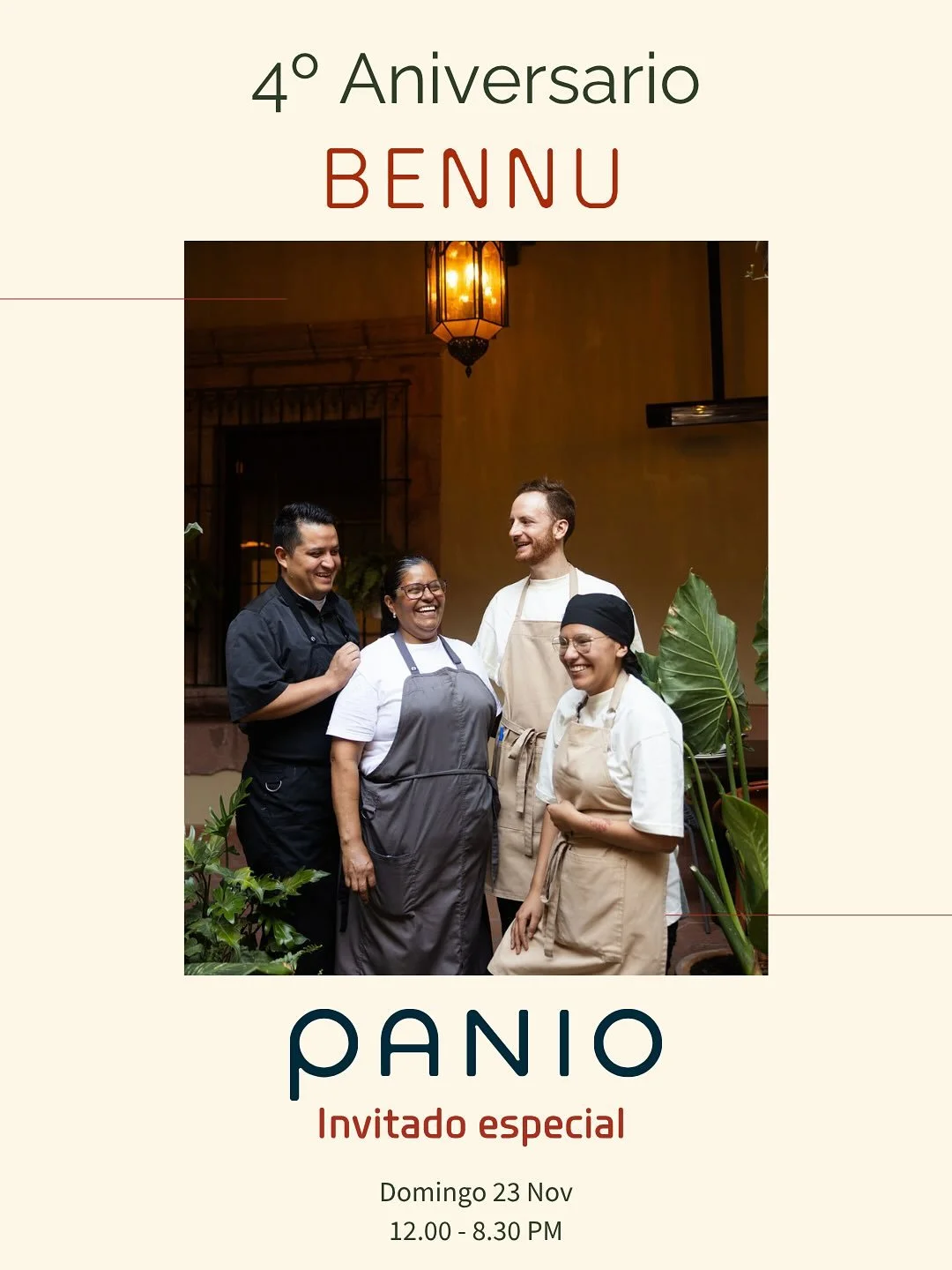 🥐+🍕 Una colaboraci&oacute;n dulce para un gran evento. 
Estamos felices de anunciar a @paniomx como nuestro invitado estelar este 4&ordm; aniversario. 
Para nuestro evento &ldquo;Come lo que quieras, dona lo que puedas&rdquo;, este domingo 23 de no