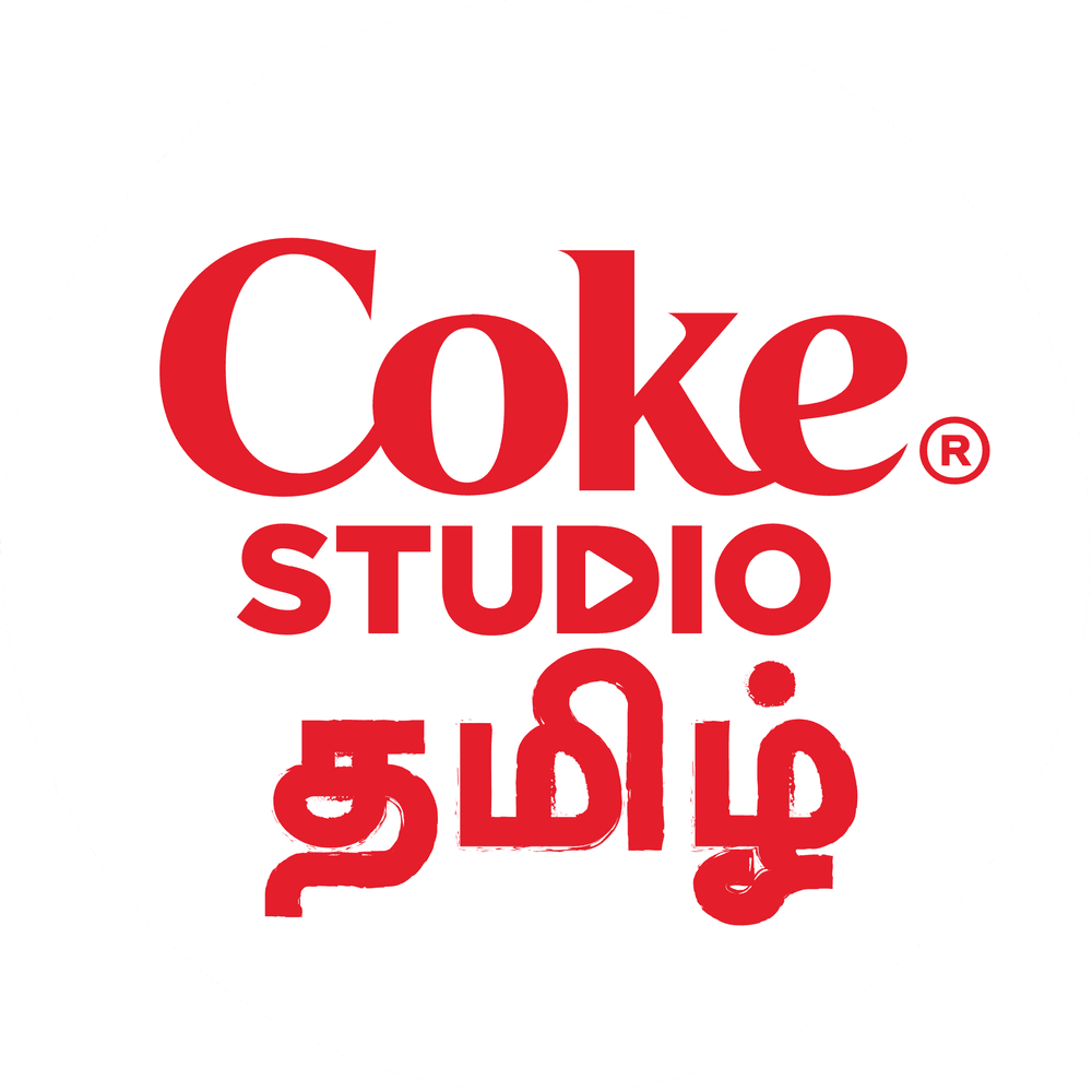 Coke Studio Tamil logo with text in Tamil language below English name, all in red on a white circular background.