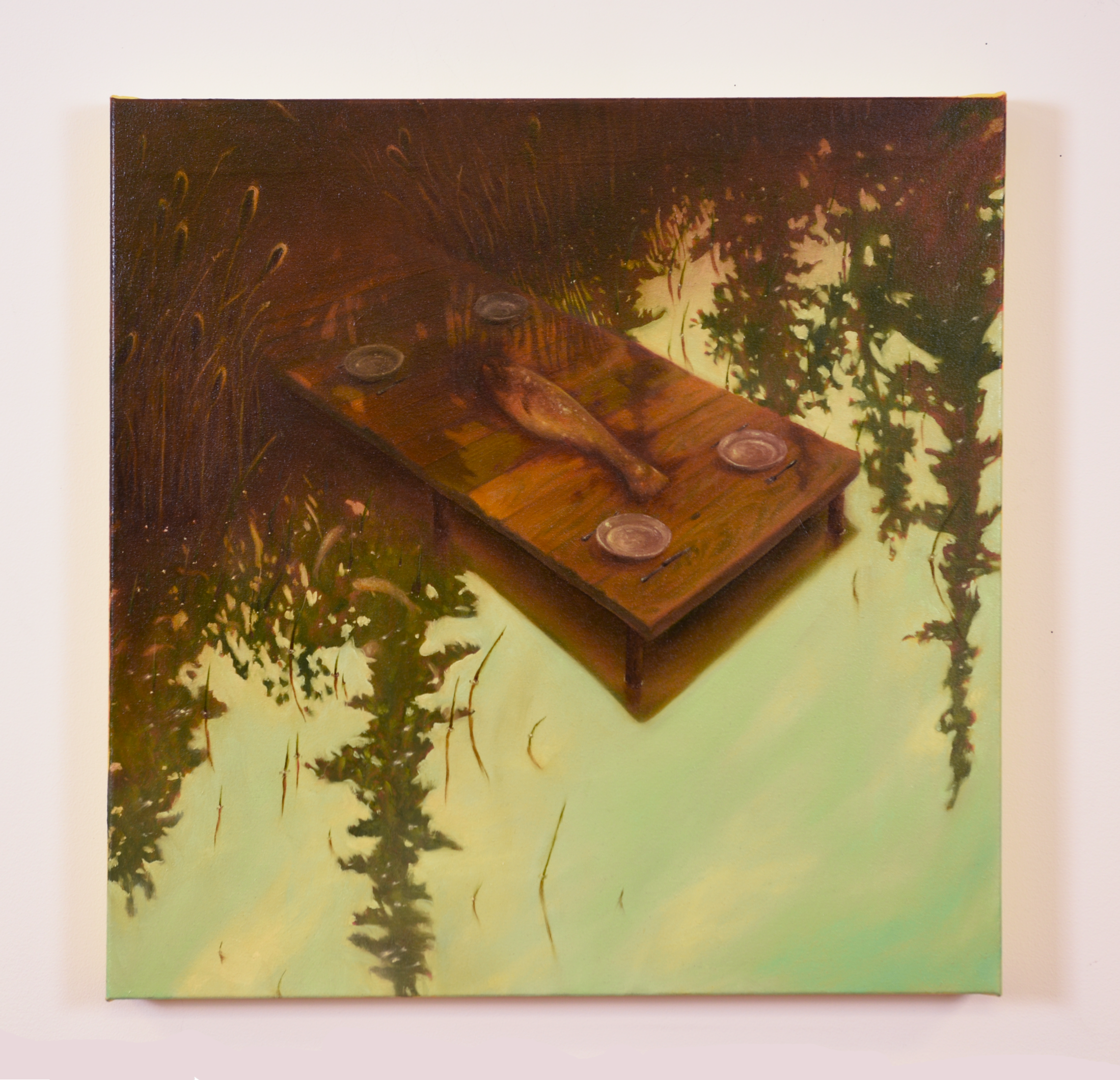 Dinner Set for Five, 2026, 24" x 24", oil on canvas