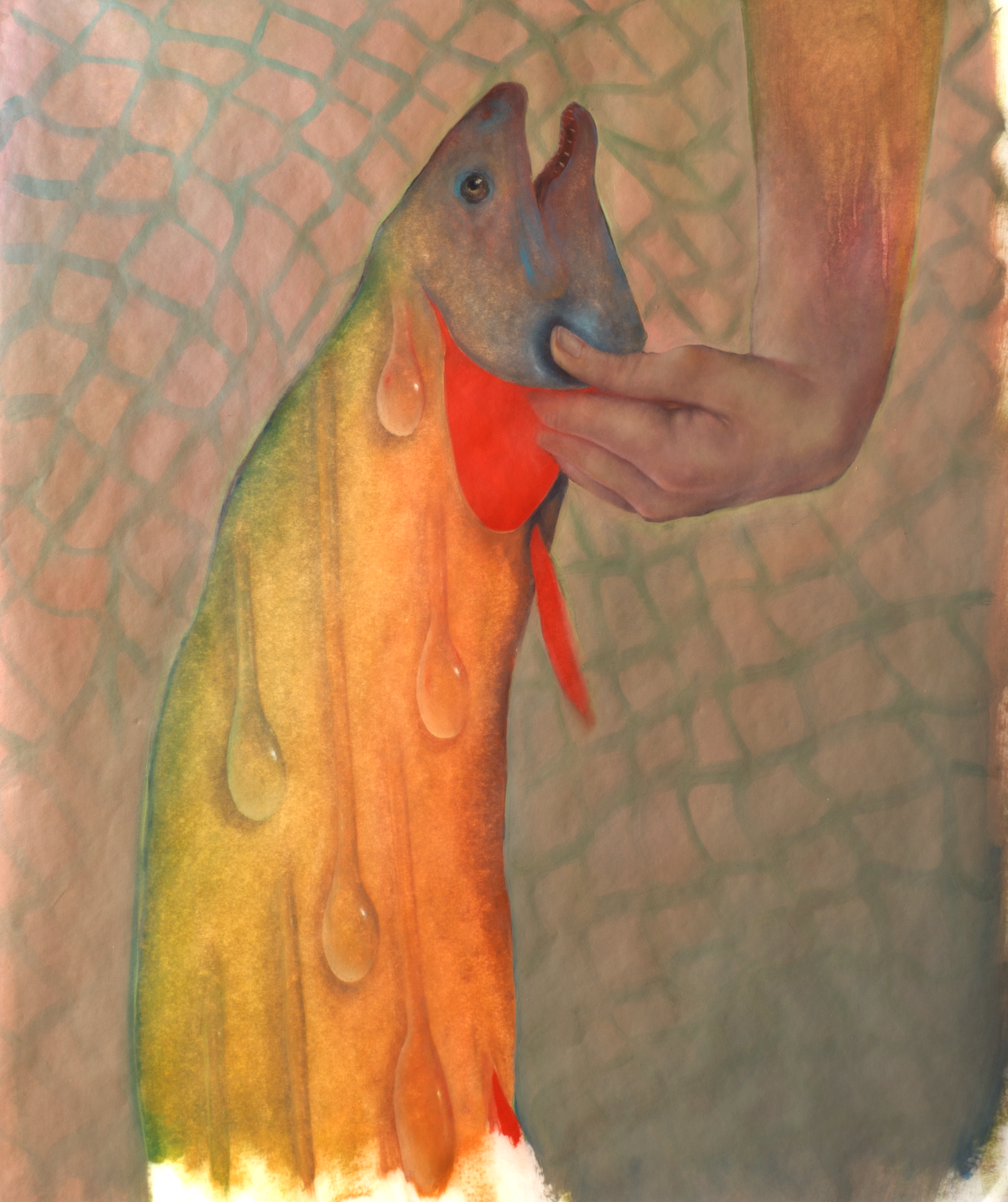 Big Catch, 2022, 21.5" x 25", oil on butcher paper