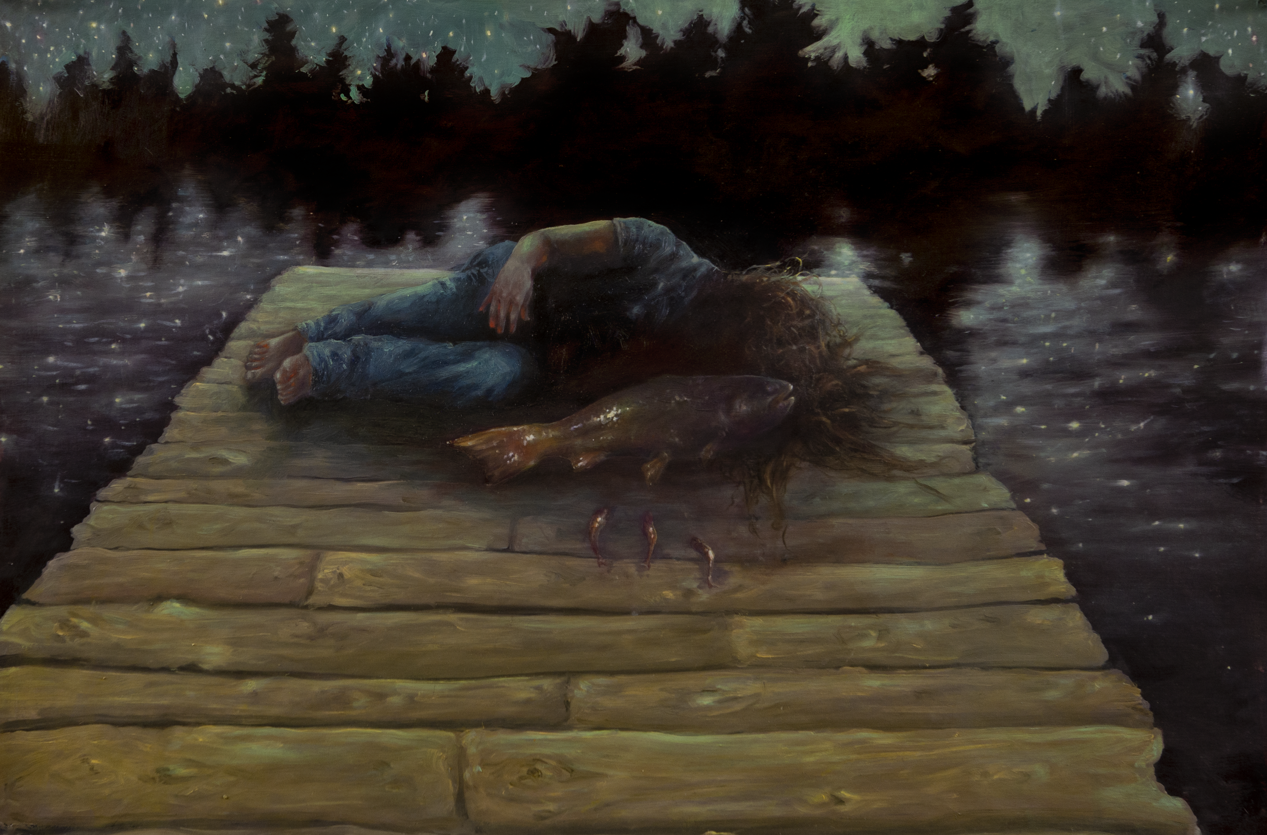 Dinner for Five, 2025, 21.5 " x 14.5", oil on butcher paper