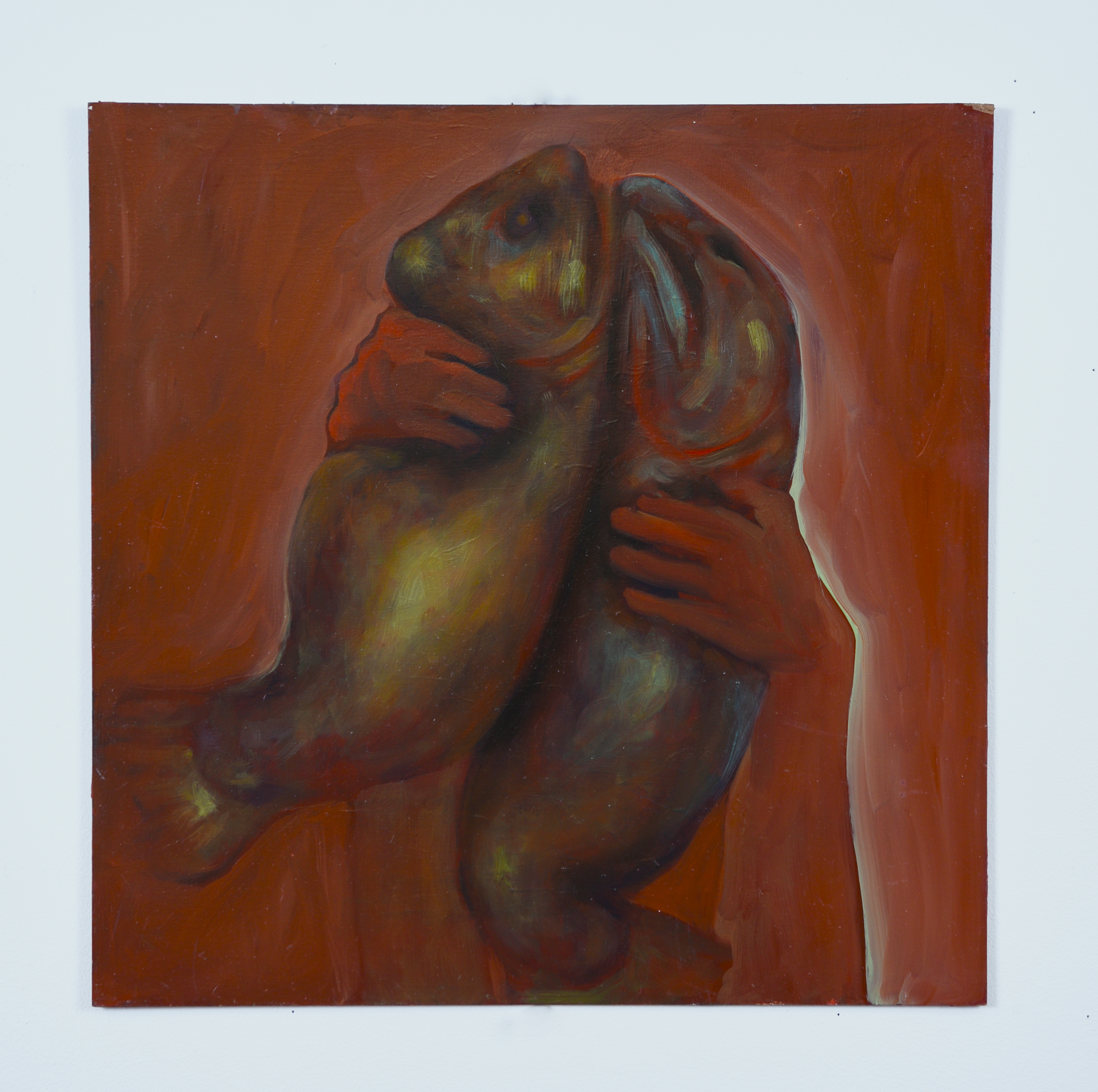 Study of bodies pressed together, 2024, 18" x 18", oil on panel board