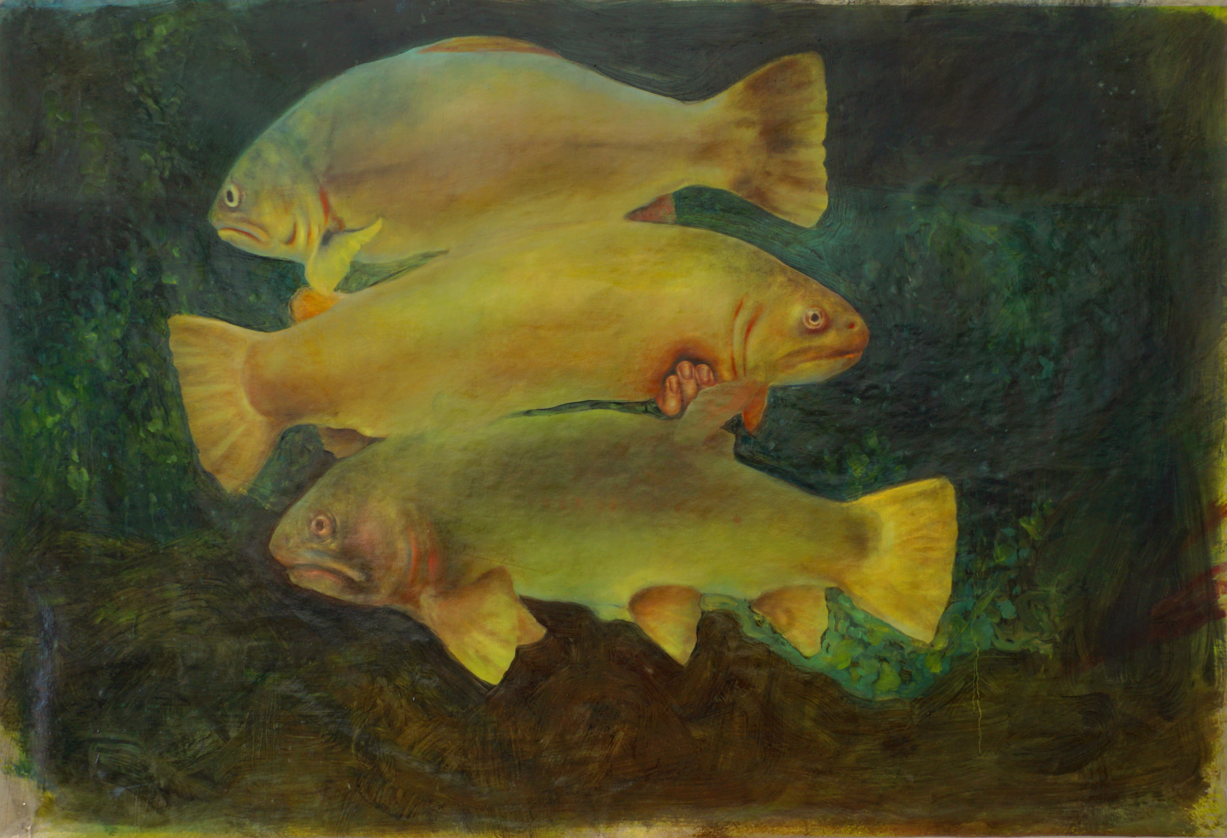 Family Stack, 2023, 43.5" x 30", oil on butcher paper
