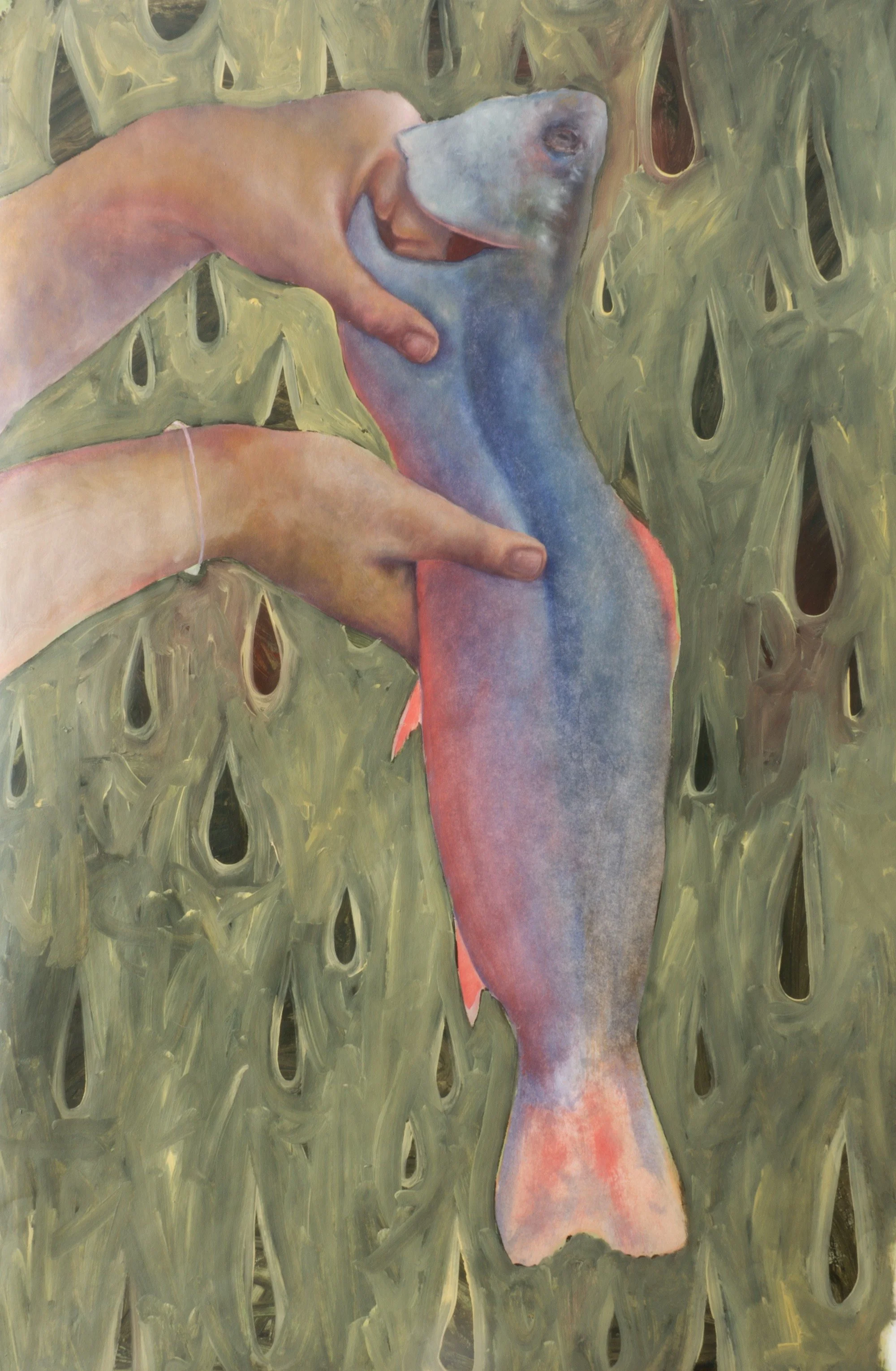 Big Catch (ii), 2022, 17" x 22.5", oil on butcher paper