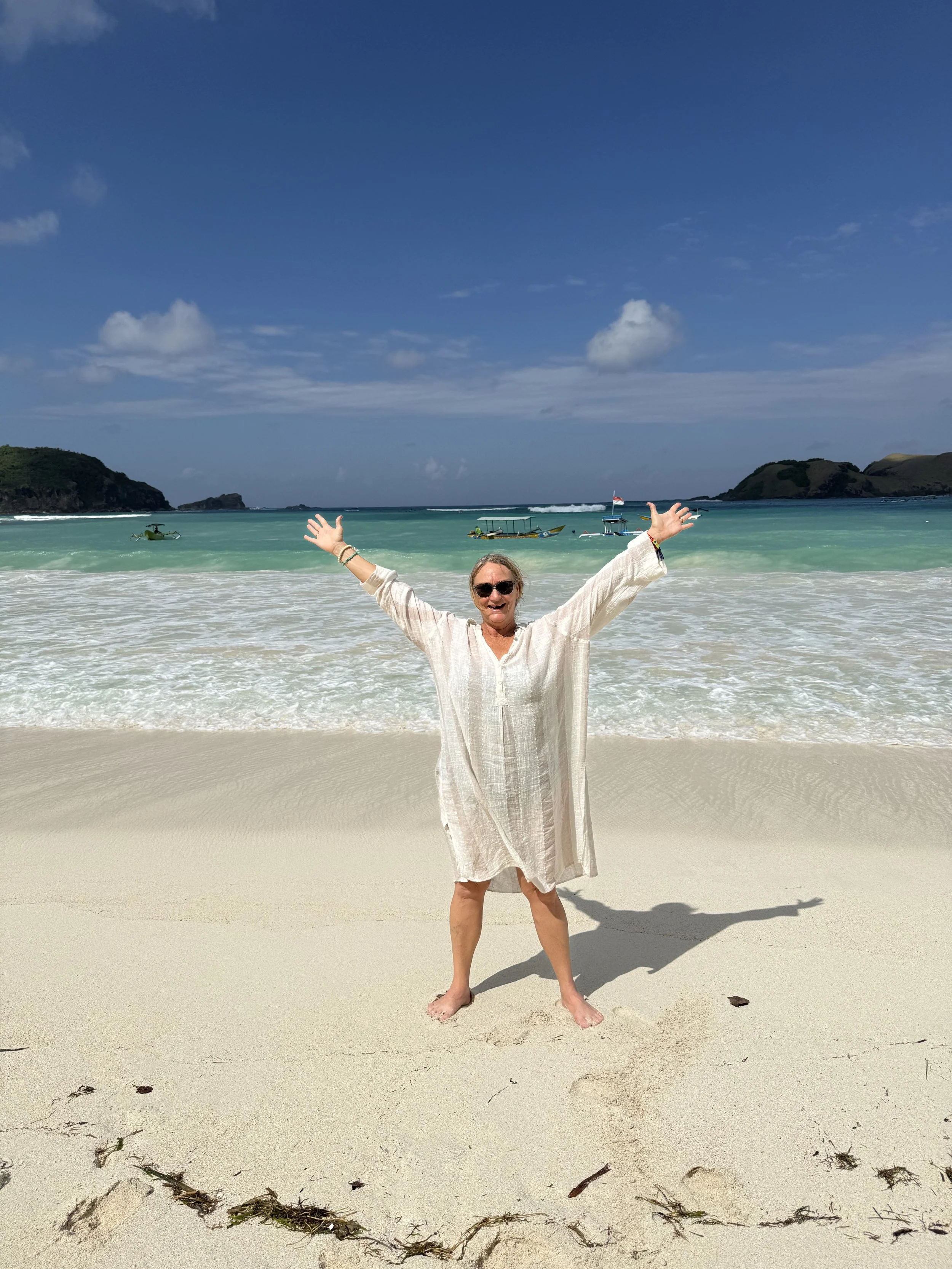 Shannon on Beach Arms held open and wide to welcome joy