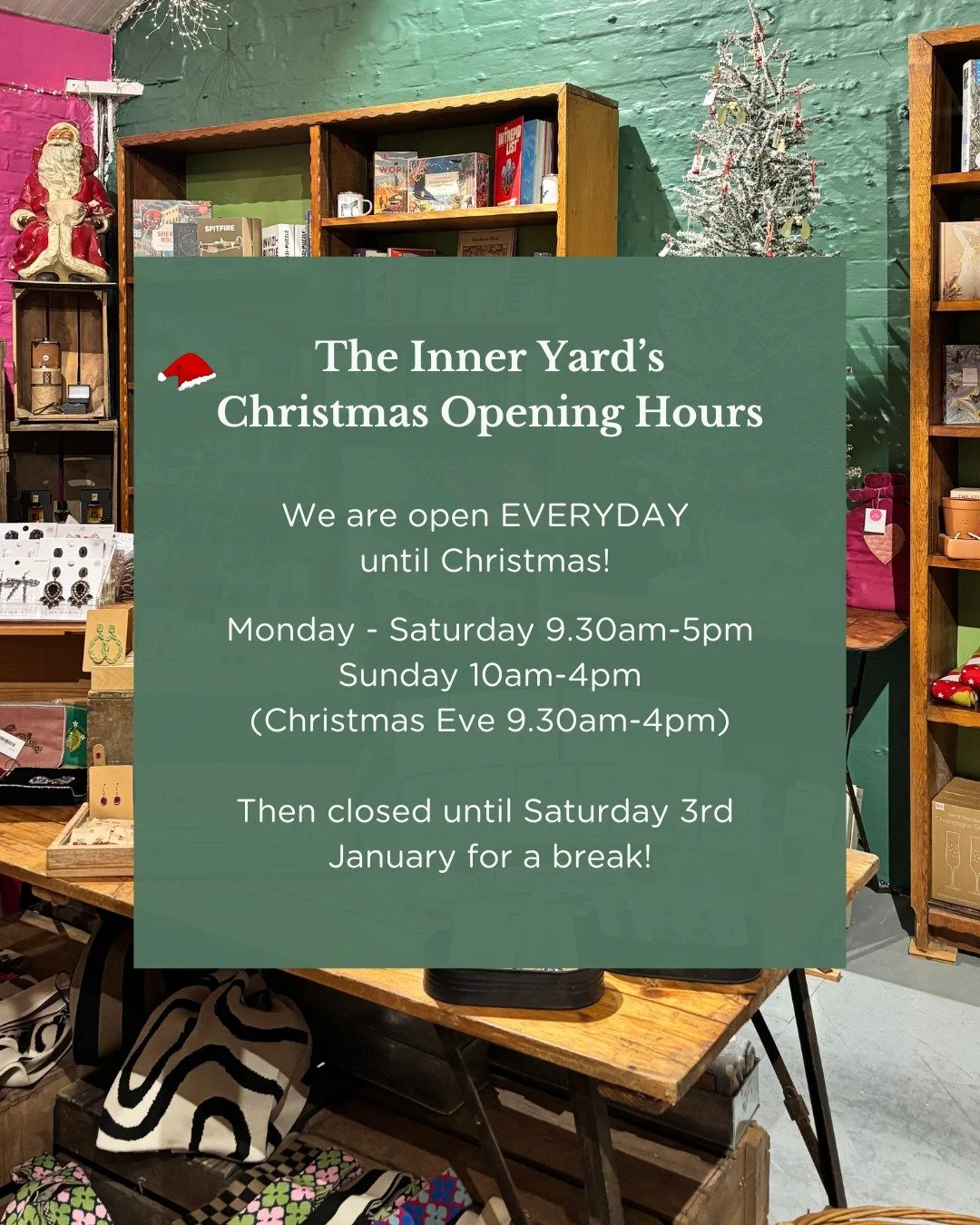 With just 4 weeks to go until Christmas we thought it was time to mention our hours in the run up to the big day! 

As always we'll be opening on Sundays in December, and this year you get the benefit of an extra Sunday this weekend (30th November) j