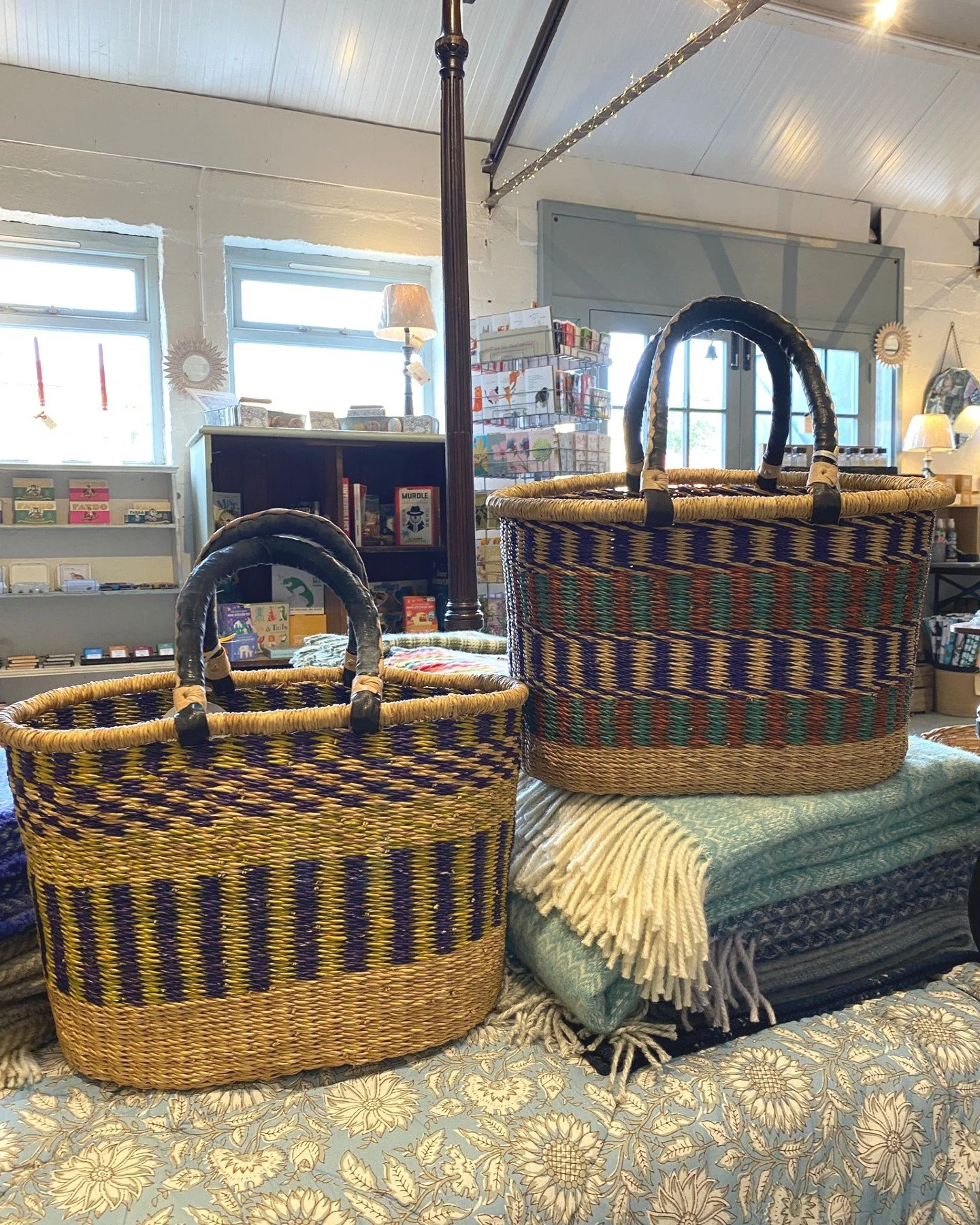 Keeping the Spring like theme going with some pictures of the beautiful 'one of a kind' Ghanaian baskets we have in the shop. Priced between &pound;39 and &pound;49 they are ideal for shopping, for the beach, as a work bag, or around the house (we he