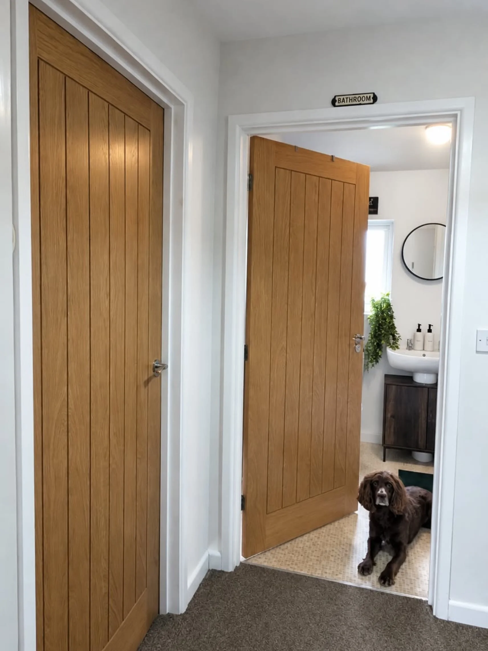 The Quality control officer approves of this installation 😆 

The very popular cottage oak doors making another great home transformation!