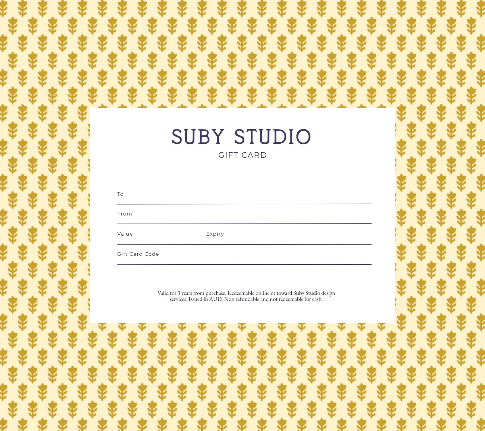 Suby Studio Gift Card