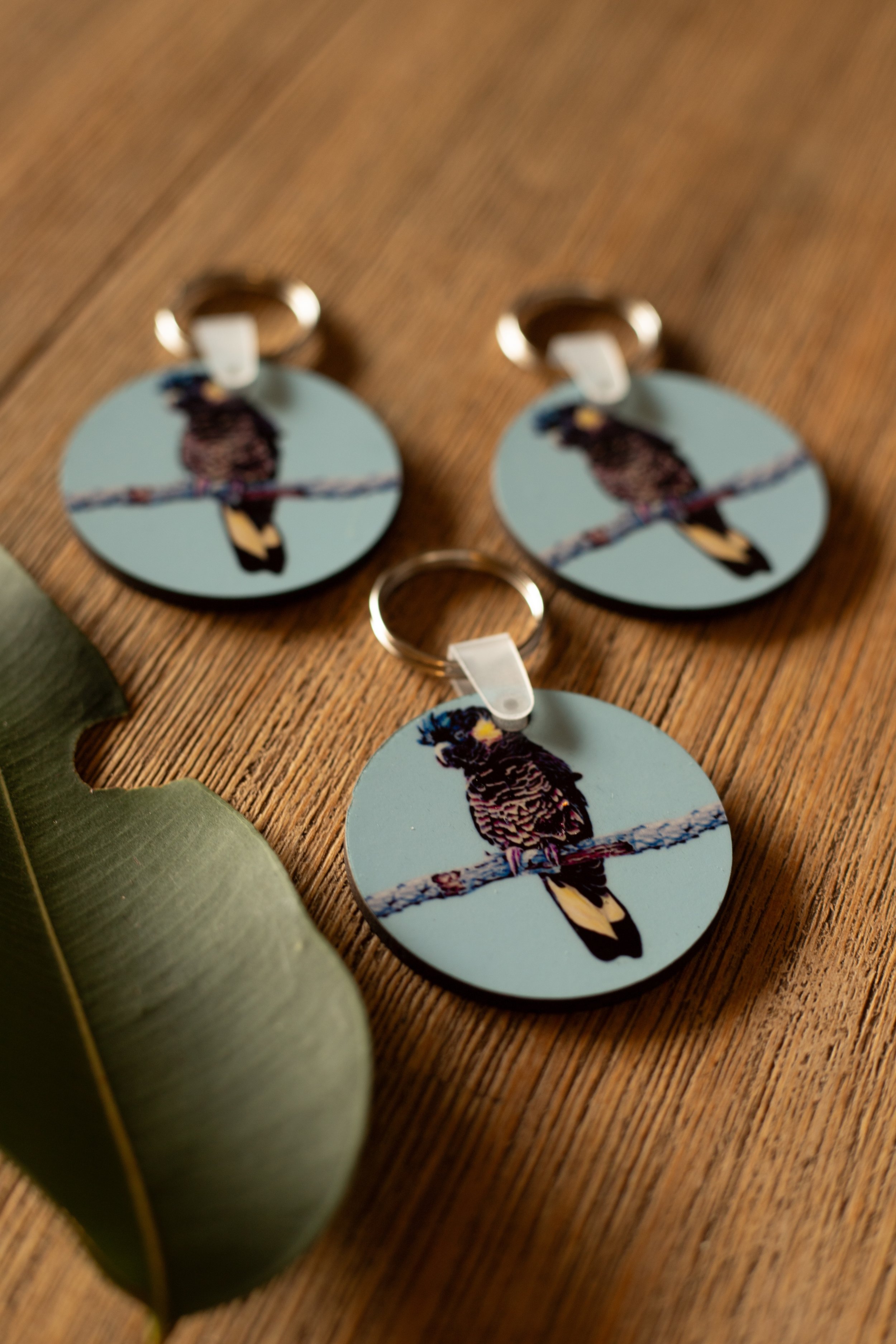Yellow Tail Black Cockatoo Keyring