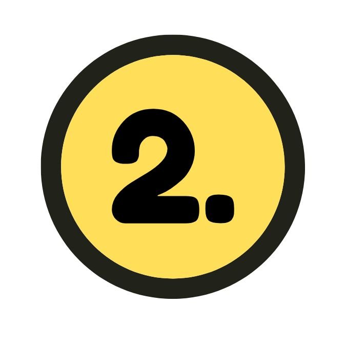 Un círculo amarillo con borde negro y el número 2. en negro en el centro.
