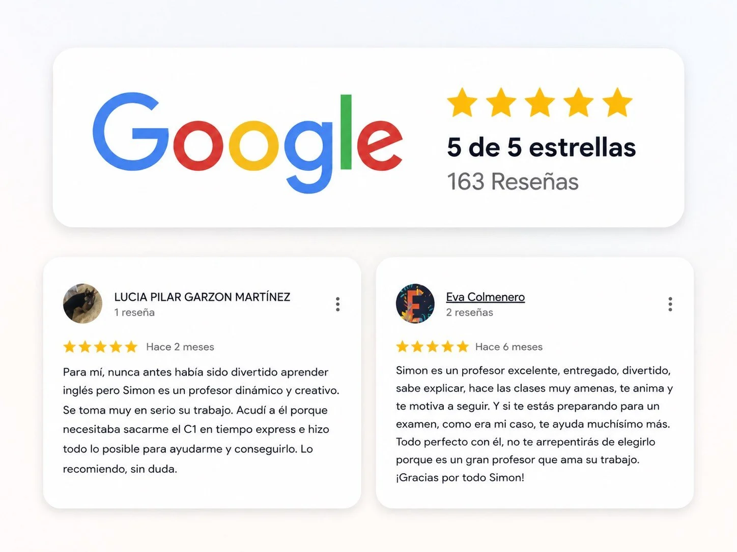 reseñas 5 estrellas clases ingles online españa