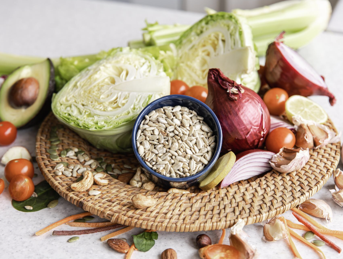sunflower seeds cabbage avocado garlic