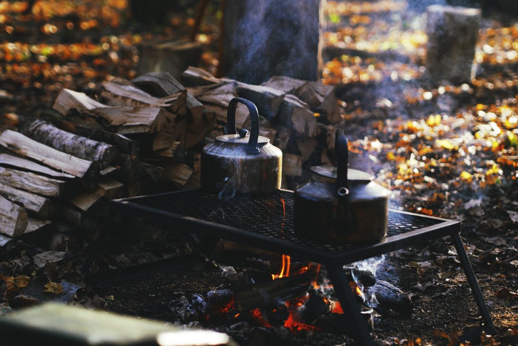   Hot, fresh coffee was on the boil all day to provide much needed warmth. All the firewood split and stacked by the ACM crew.  