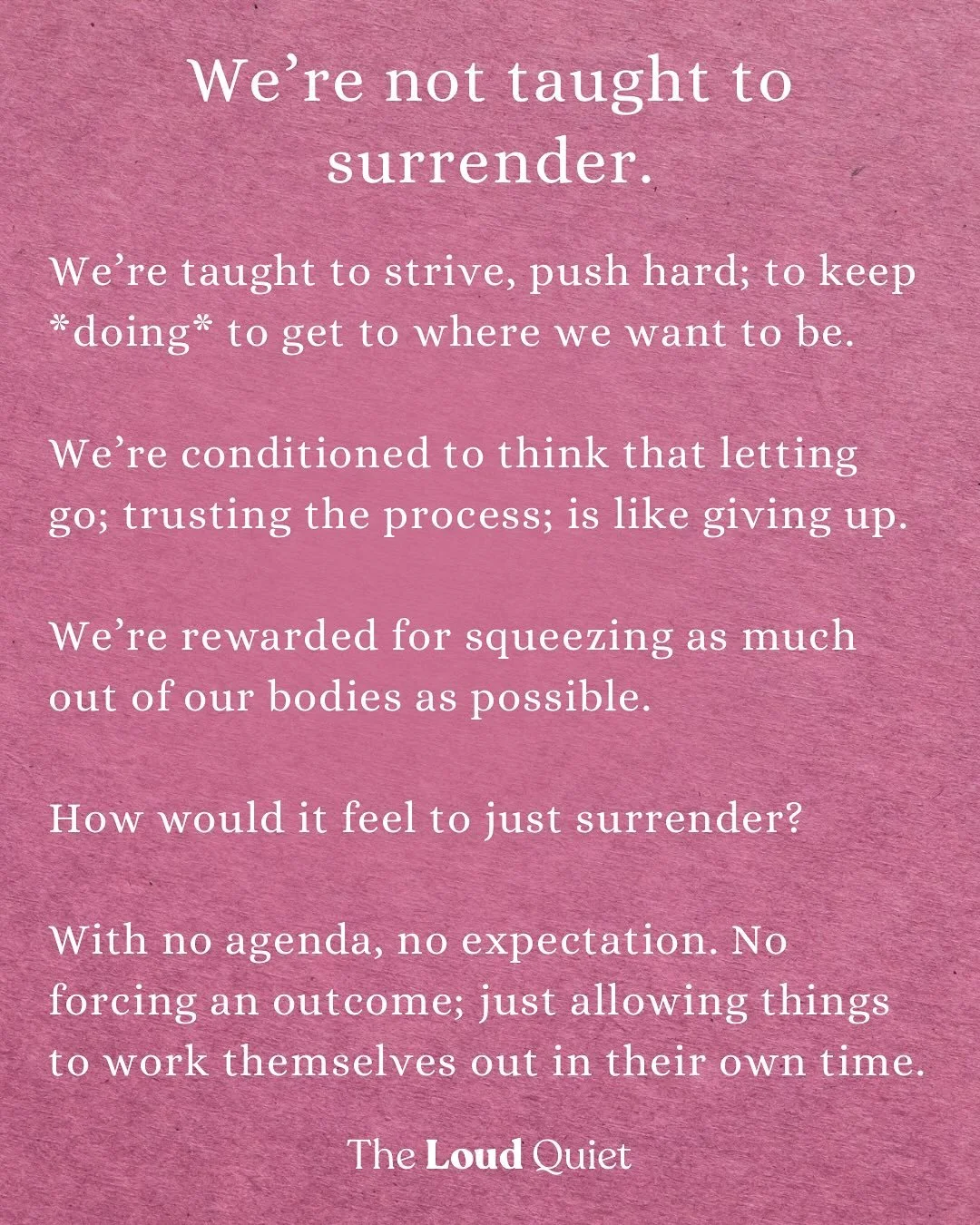 In western society, we&rsquo;re led to believe that relaxing and doing nothing is lazy; a waste of time. We don&rsquo;t learn how to release control, because believing in the unknown is thought fanciful. ☁️

We&rsquo;re not taught to prioritise looki