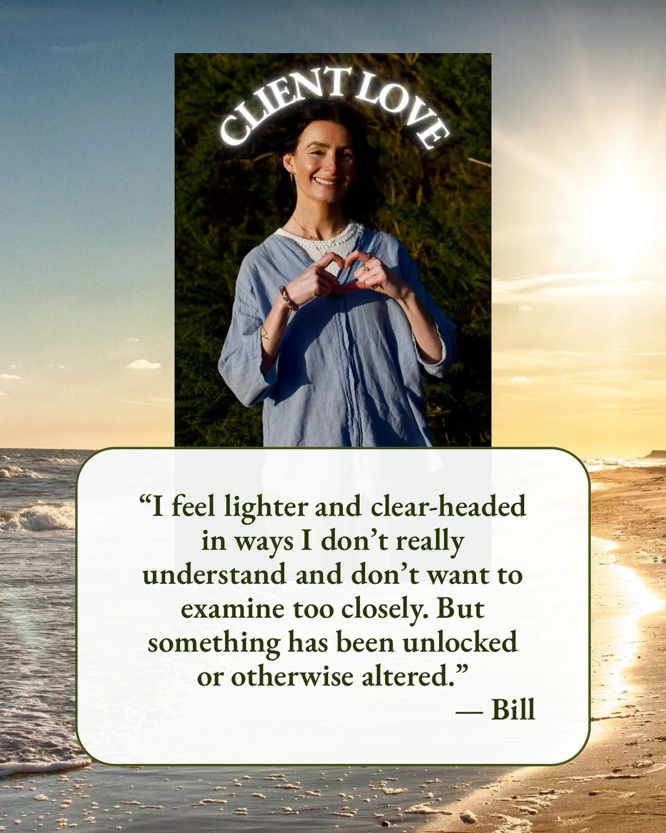 ✨ Client love ✨

What I love about this feedback from a recent 1:1 client, is that it highlights the sense of lightness and ease which can emerge from being truly present to yourself. 🪶

Somatic work helps you feel safe and attuned enough to really 