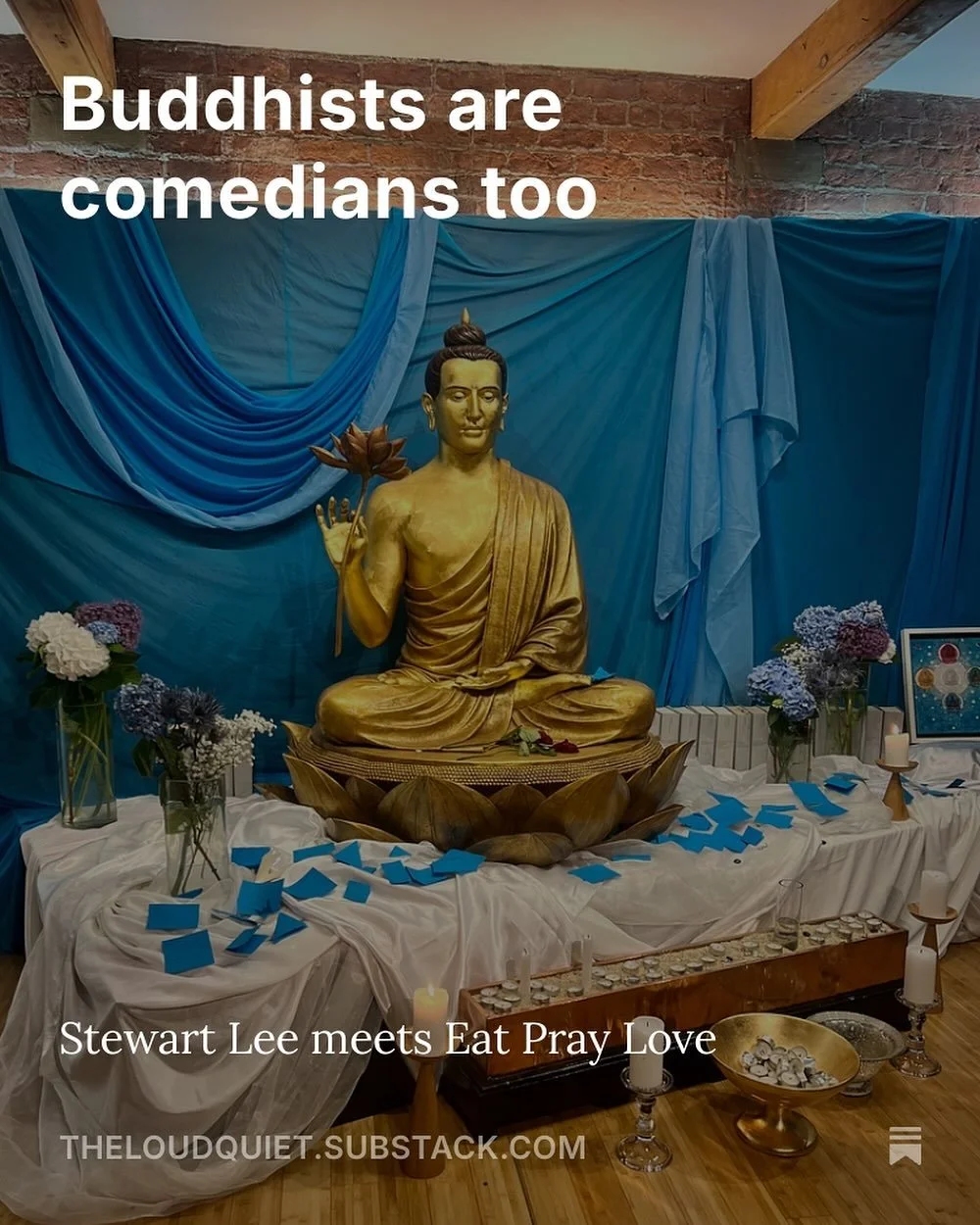 A Buddhist comedian? Not on my bingo card when I attended a meditation course last year&hellip;but I loved it 🧘

I wrote about this would-be Stewart Lee, and the connection to a strange little goal I set myself at a confidence conference, in a recen