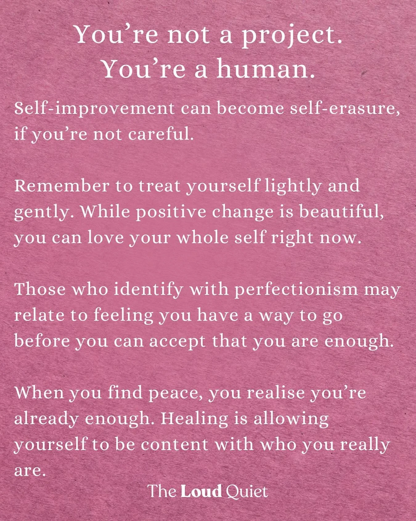 Doing the inner work can feel hard, no doubt. So remember to take the pressure off and allow yourself, every day, to just be. Just as you are. ✨

I think there&rsquo;s a definite correlation in people who go hard on self-development, with those who t