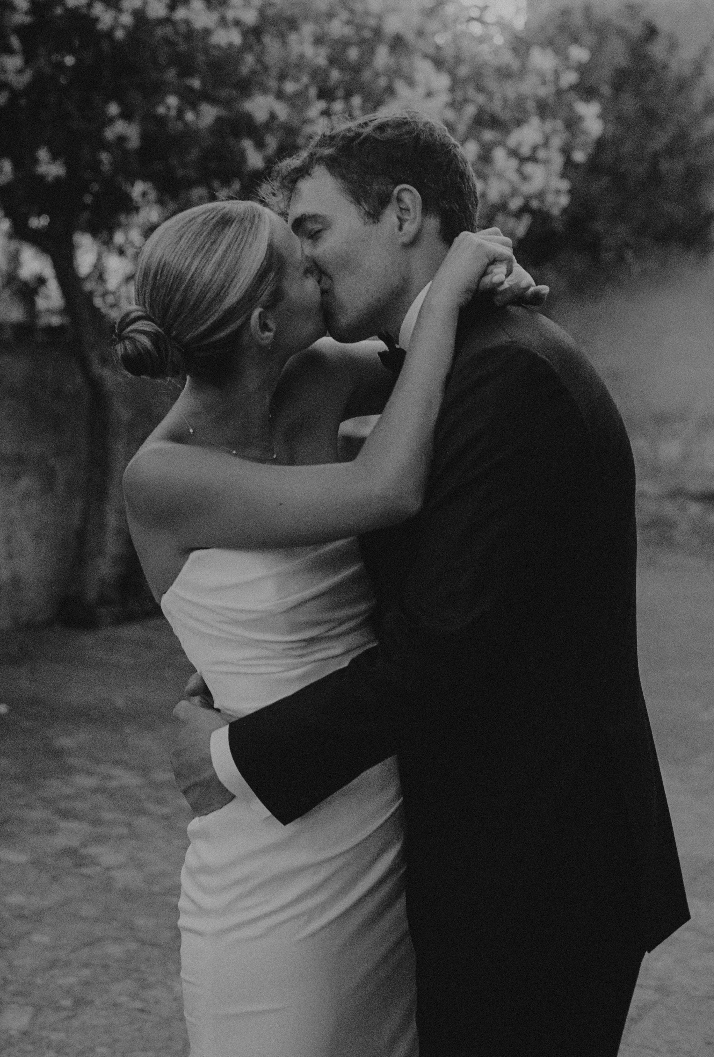 Bride and groom photographed on 35mm film