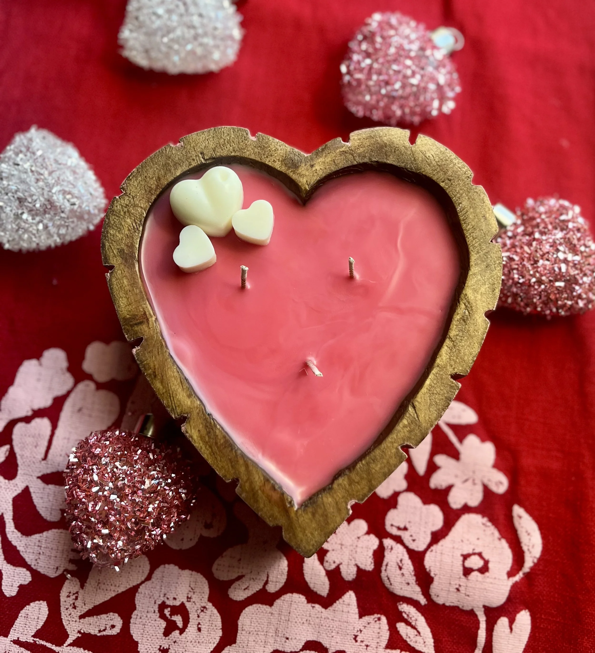 heart shaped rustic bowl with strawberries and cream